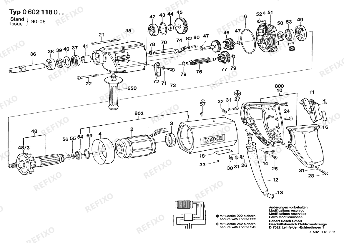 Деталировка Bosch Hf- дрель High Frequency Drill (0 602 118 010) — схема запчастей в разборе