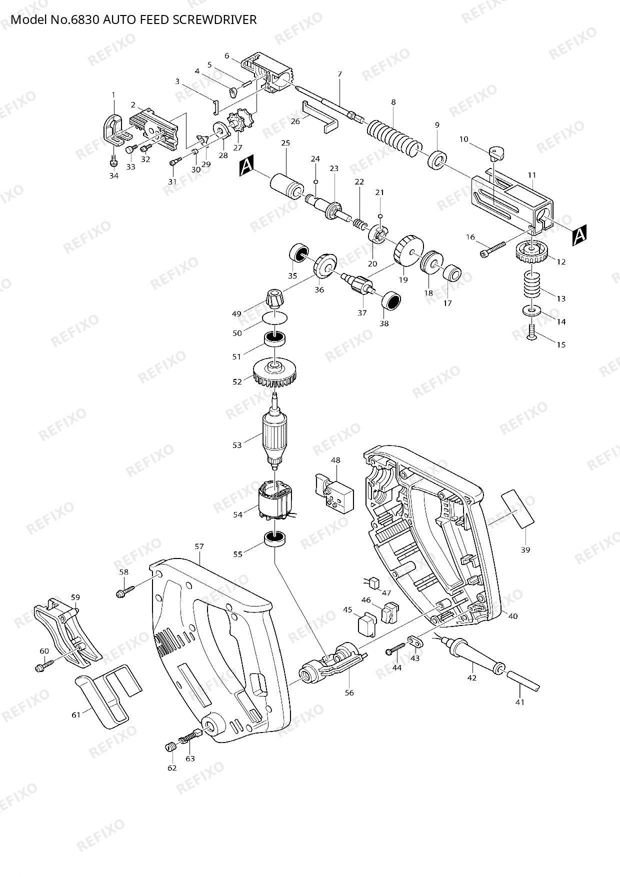 Деталировка MAKITA 6830 — схема запчастей в разборе