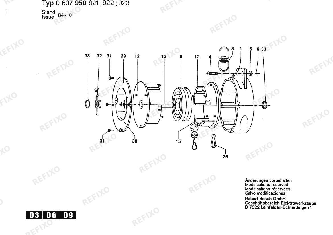 Деталировка Bosch Federzug BPT (0 607 950 921) — схема запчастей в разборе