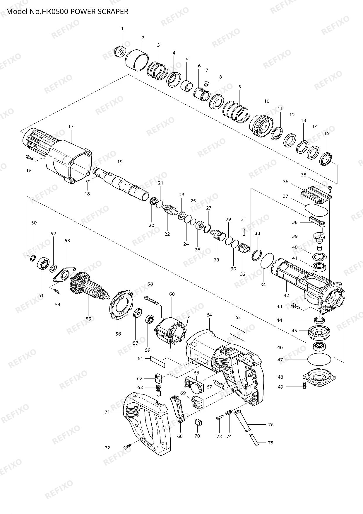 Деталировка MAKITA HK0500 — схема запчастей в разборе