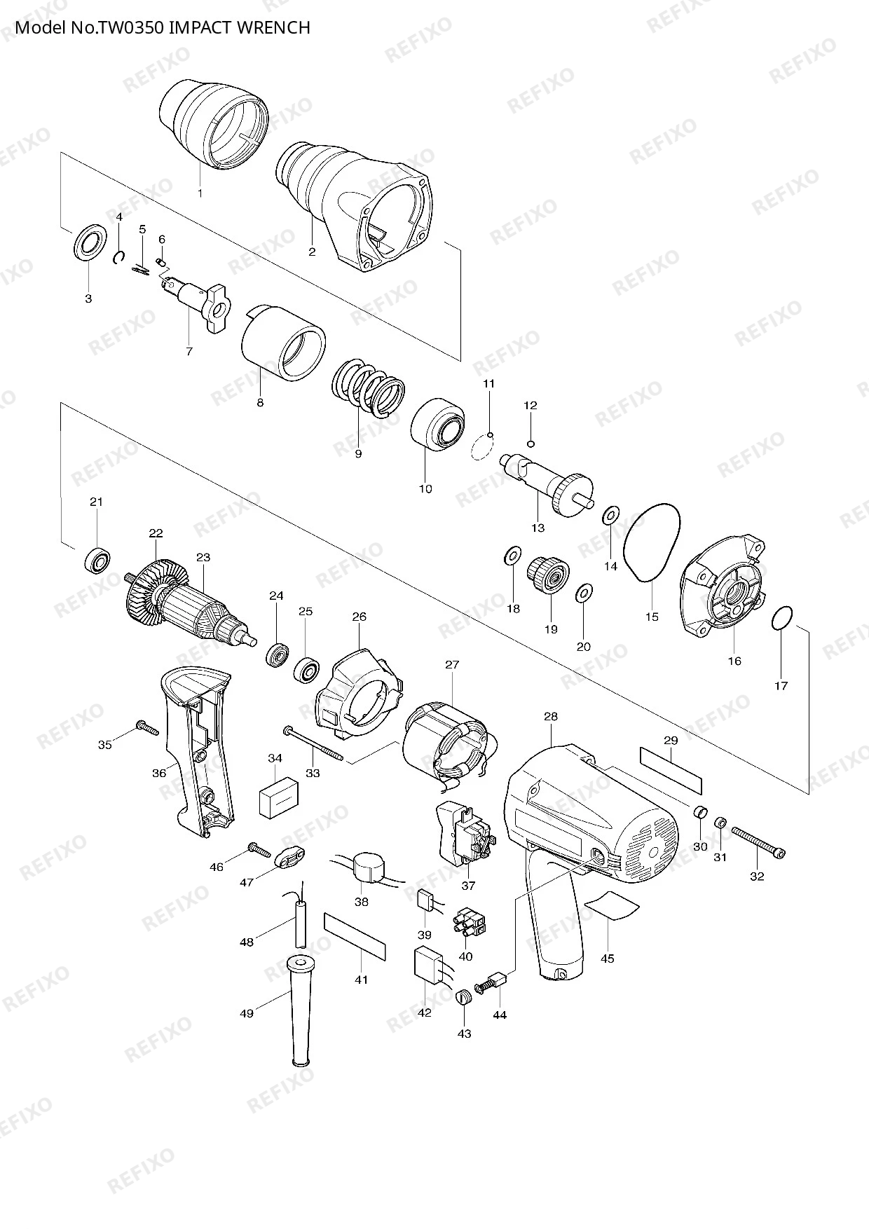 Деталировка MAKITA TW0350 — схема запчастей в разборе