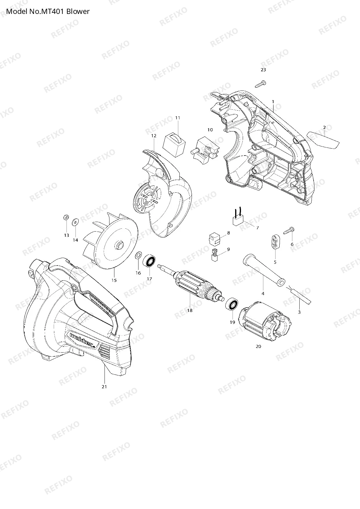 Деталировка MAKITA MT401 — схема запчастей в разборе