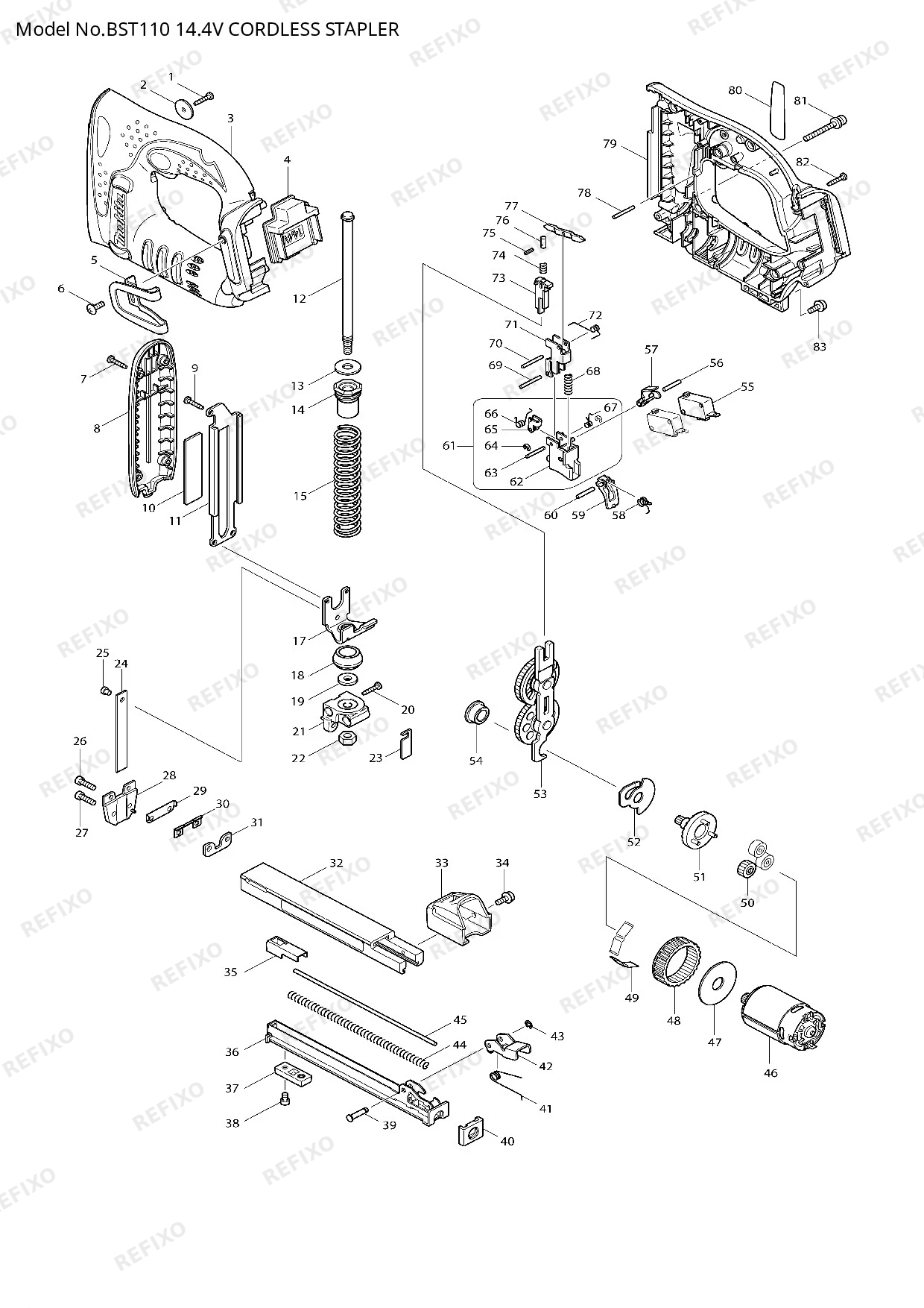Деталировка MAKITA BST110 — схема запчастей в разборе