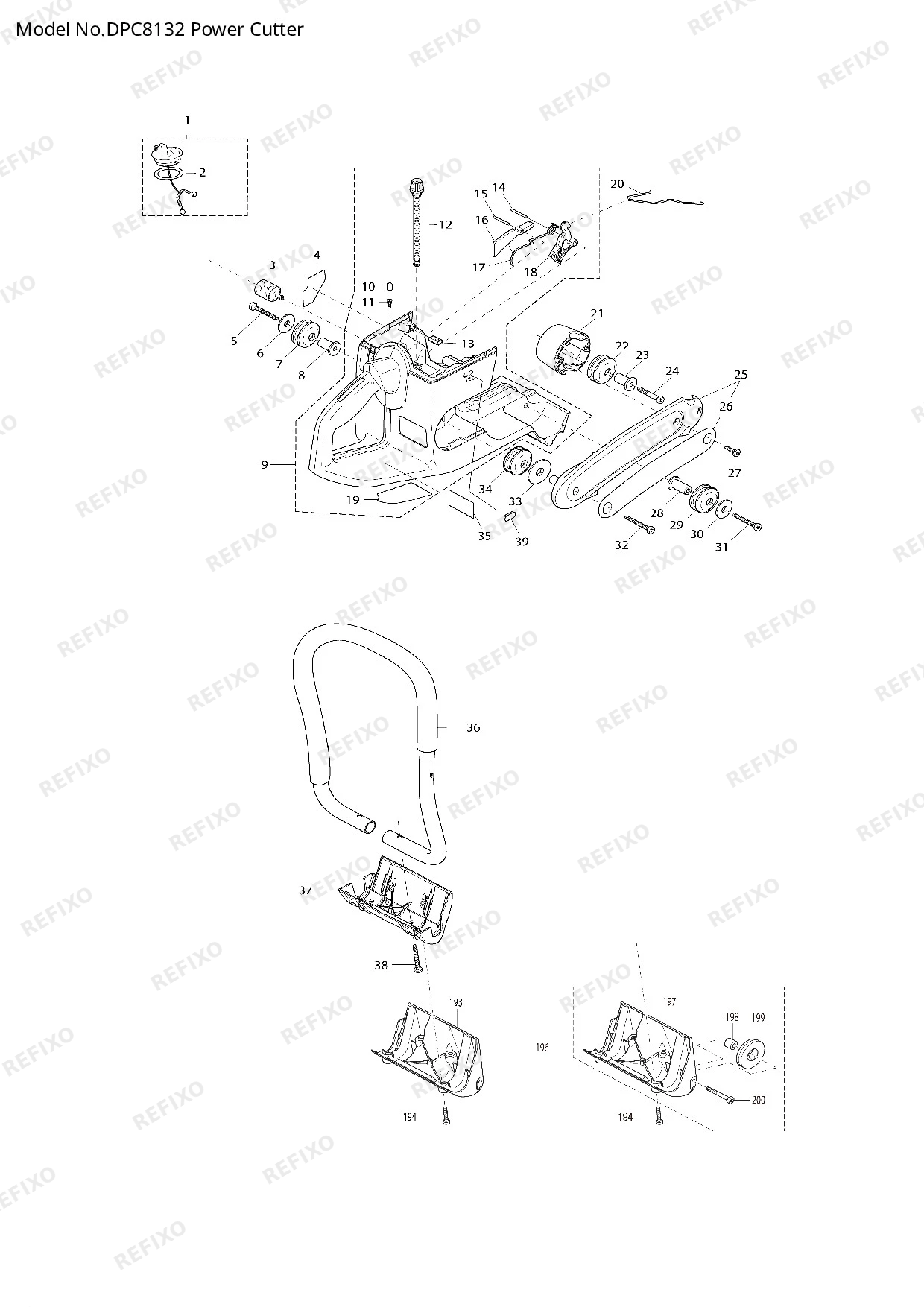 Деталировка MAKITA DPC8132 — схема запчастей в разборе