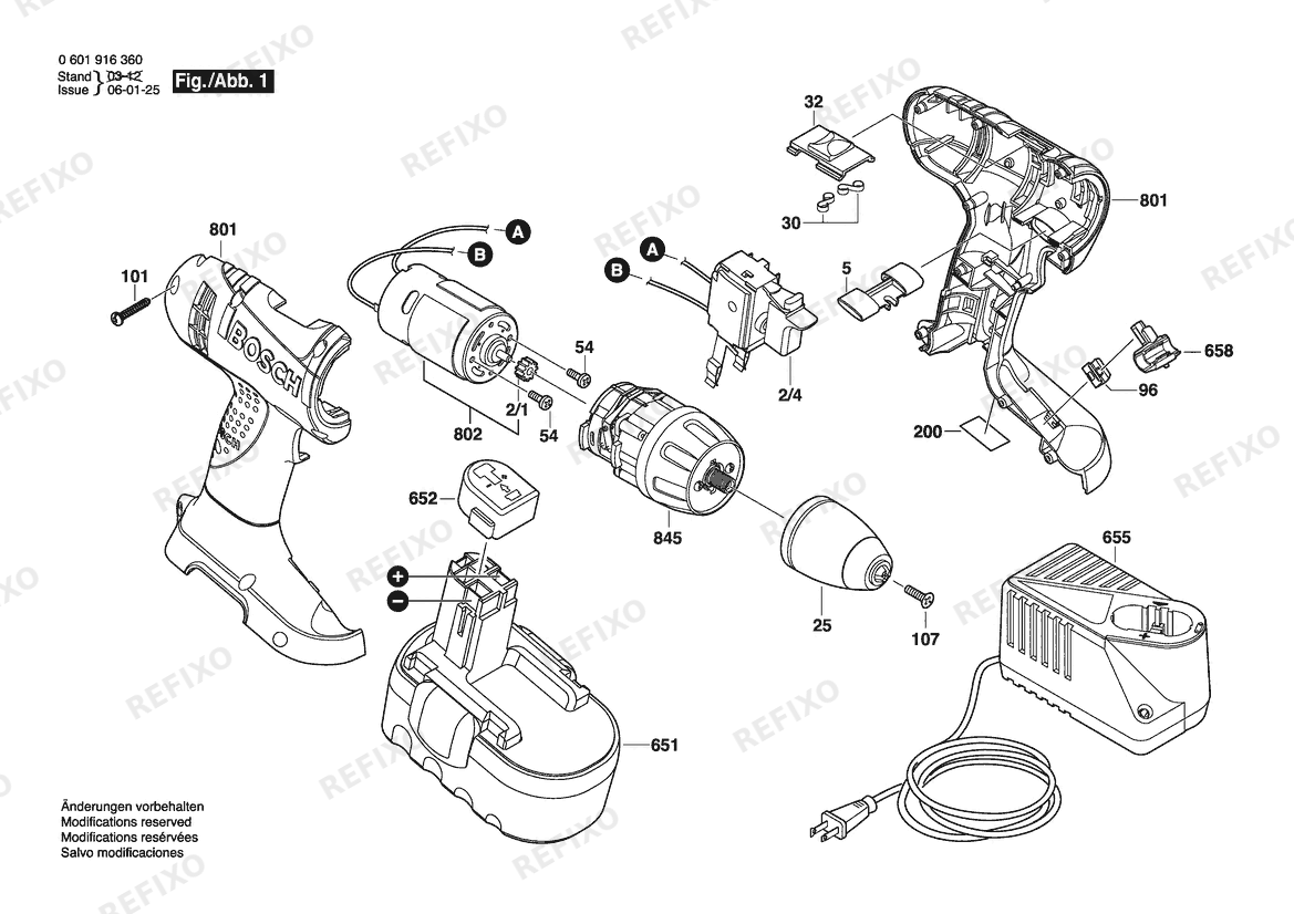 Деталировка Bosch Аккумуляторный -Mittelgriffschrauber 32618 | 18 V | 061 - US (0 601 916 370) — схема запчастей в разборе