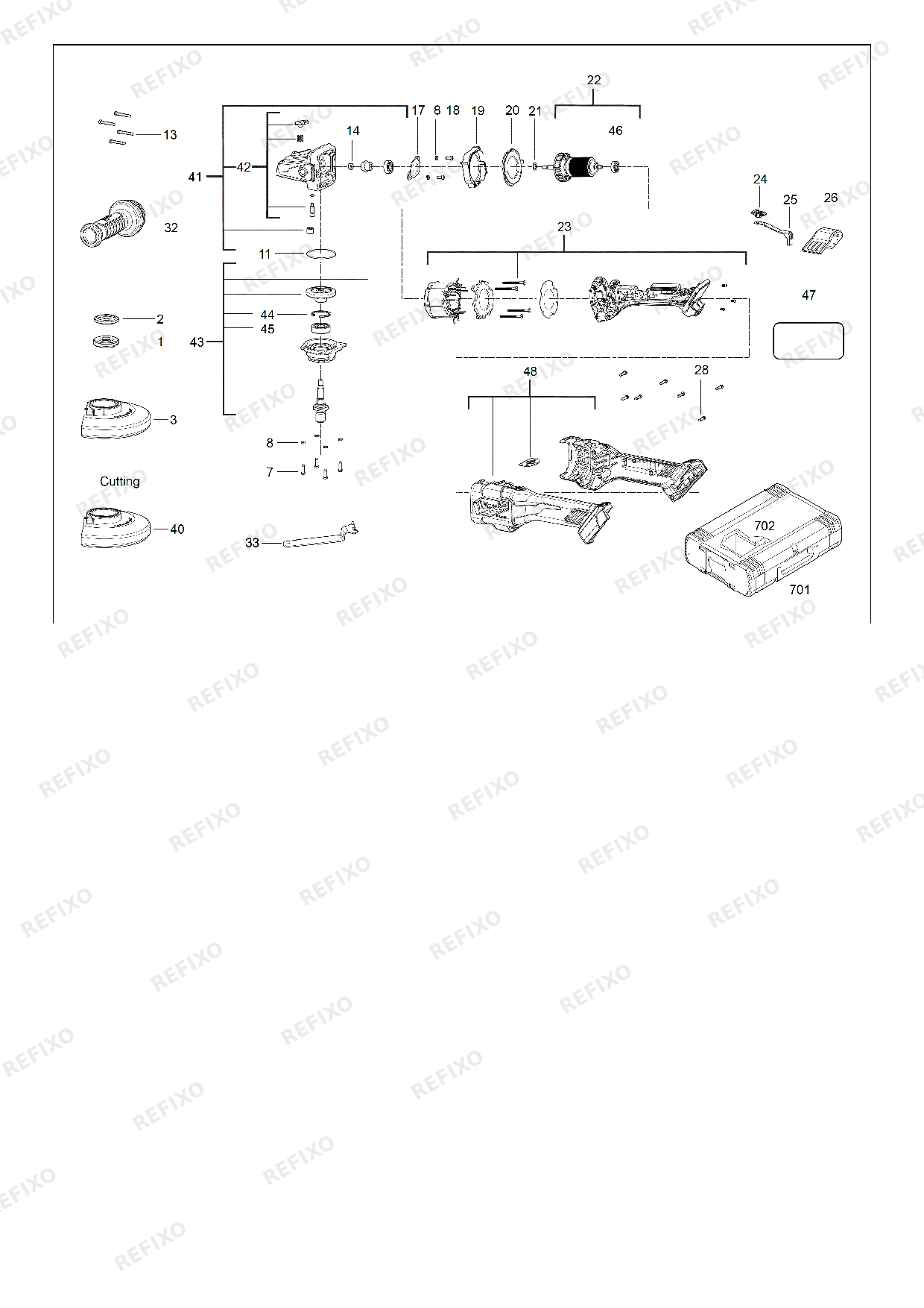 Деталировка MILWAUKEE M18FHSAG125XB 0 4933471075 4000469710 — схема запчастей в разборе