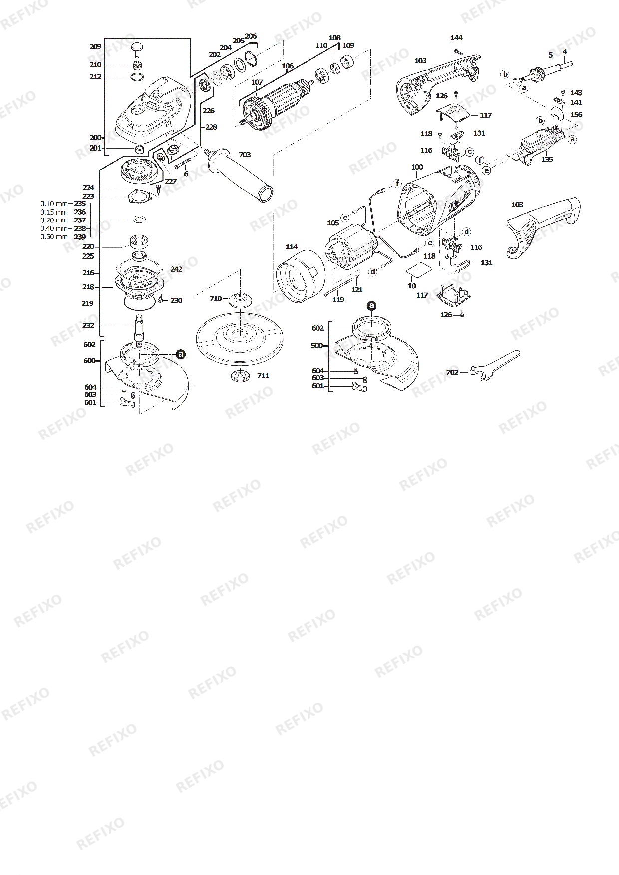 Деталировка MILWAUKEE AG24 230E 4933402325 4000476820 — схема запчастей в разборе