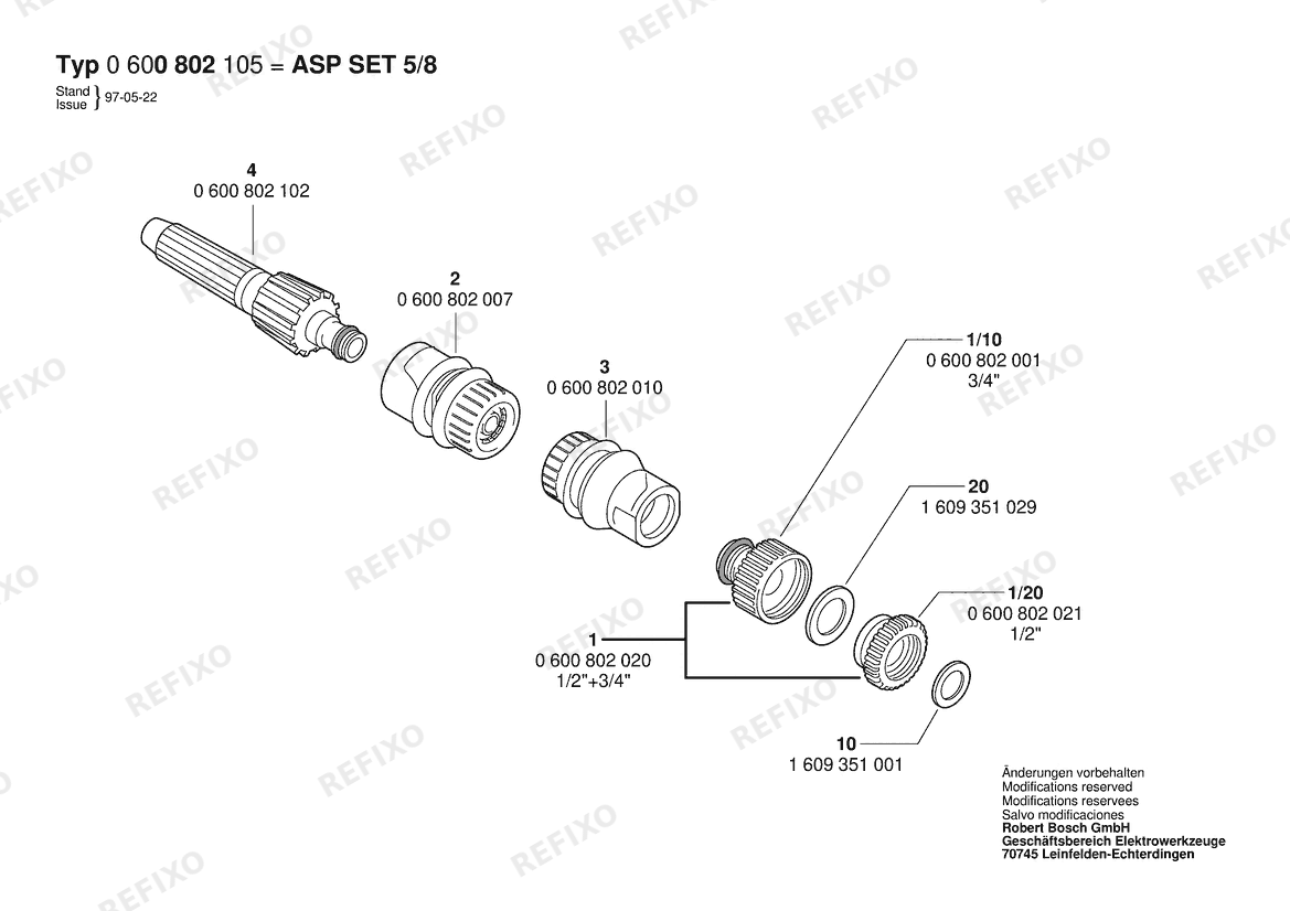 Деталировка Bosch Basisset ASP 100 набор 5/8 (0 600 800 105) — схема запчастей в разборе