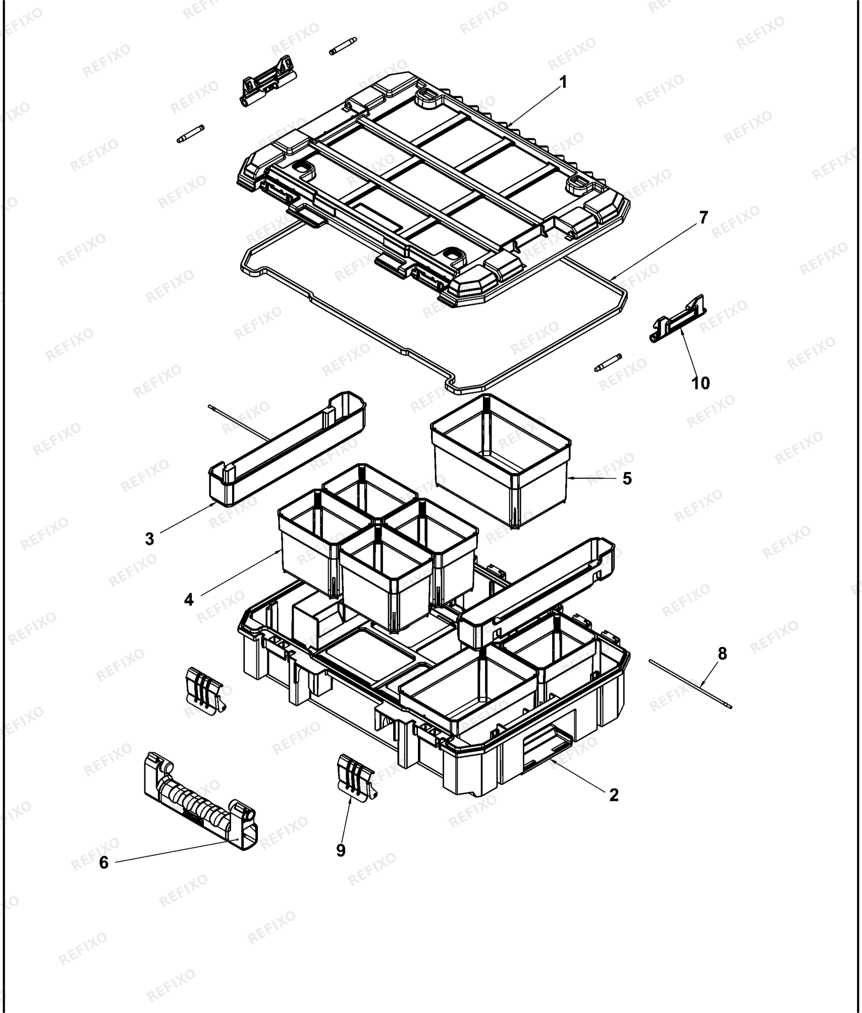 Деталировка DeWalt DWST82968-1-XJ TYPE 1 ORGANIZER DWST82968-1-XJ DWST82968-1 — схема запчастей в разборе