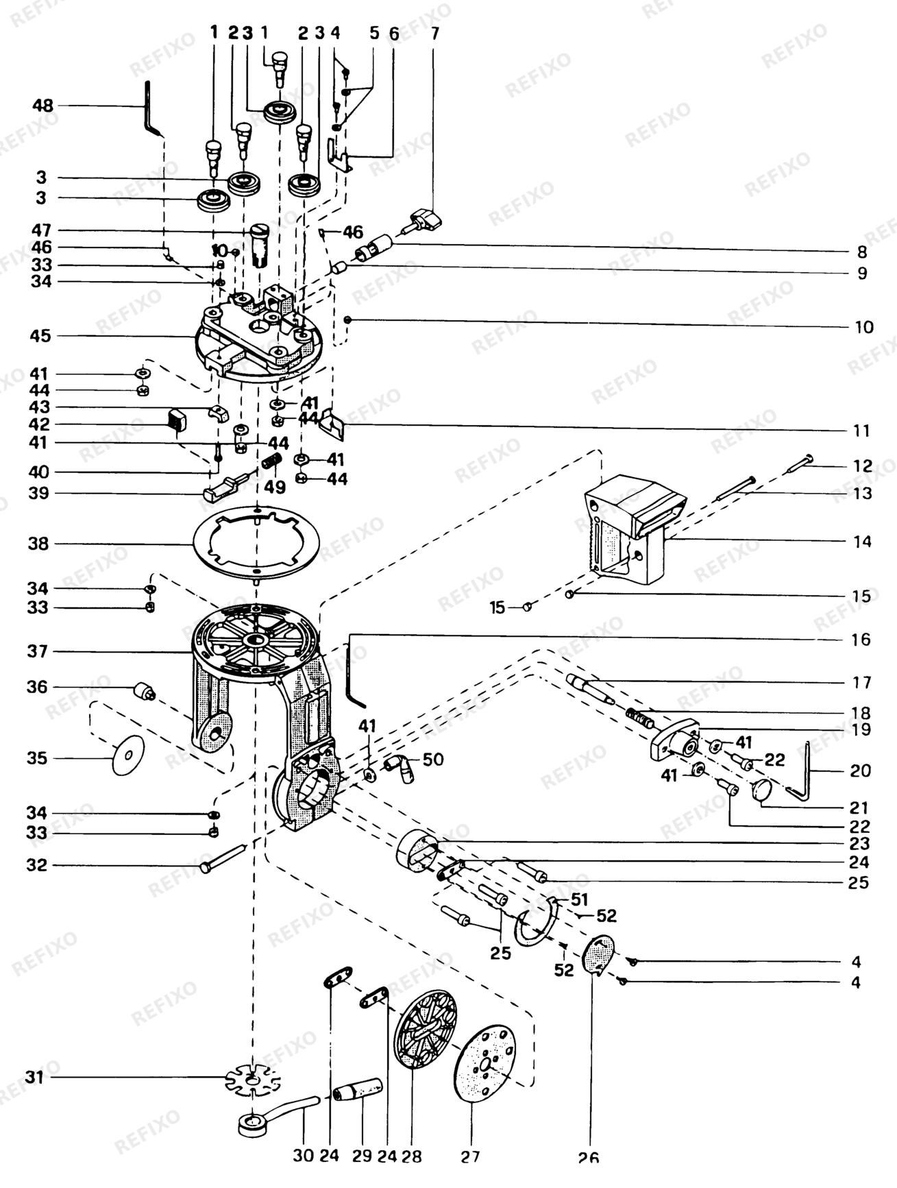 Деталировка DeWalt DW8103----C-XJ TYPE 1 RADIALKREISSÄGE DW8103----C-XJ DW8103----C — схема запчастей в разборе