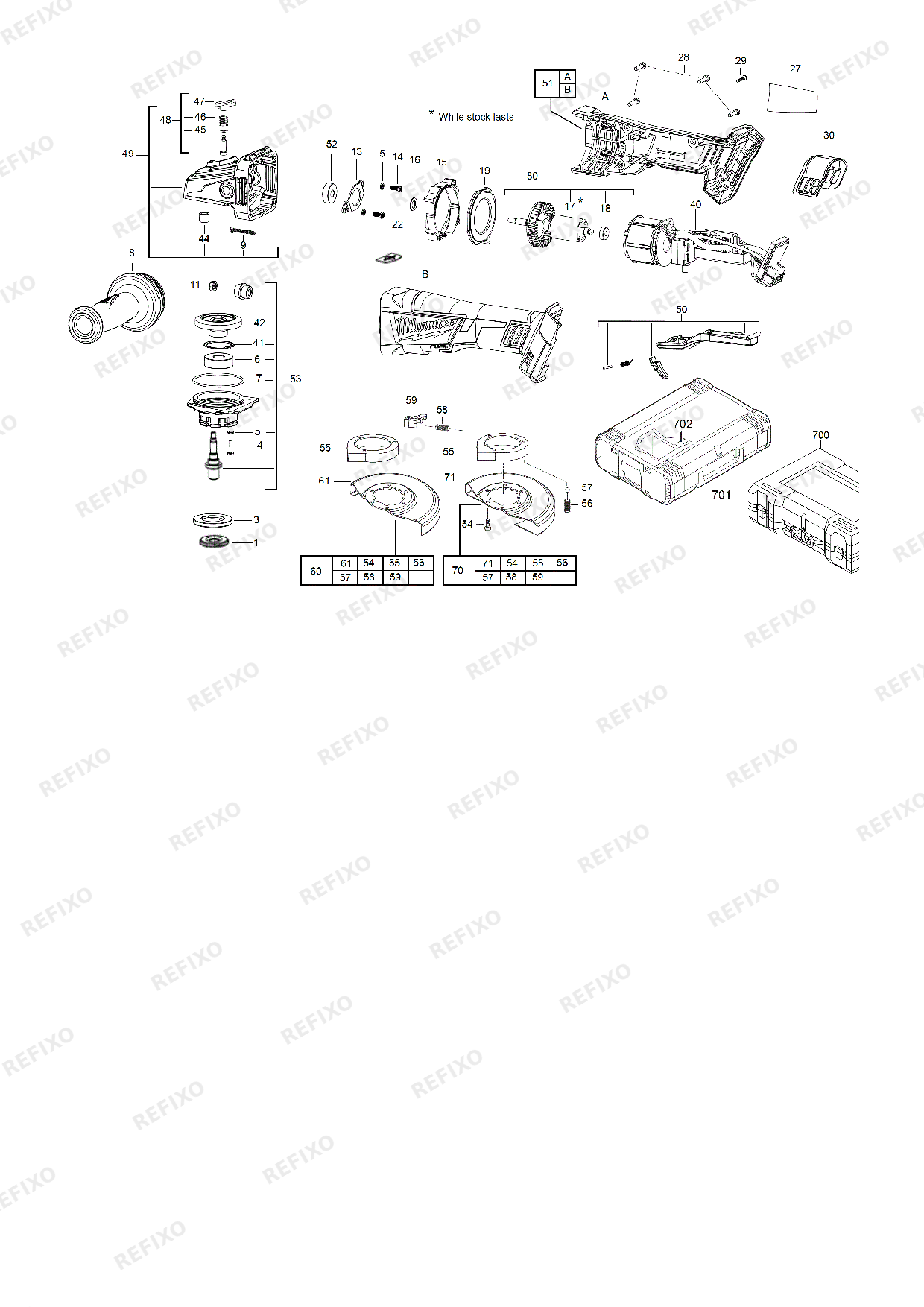 Деталировка MILWAUKEE M18CAG125XPDB 0 4933451009 4000452136 — схема запчастей в разборе
