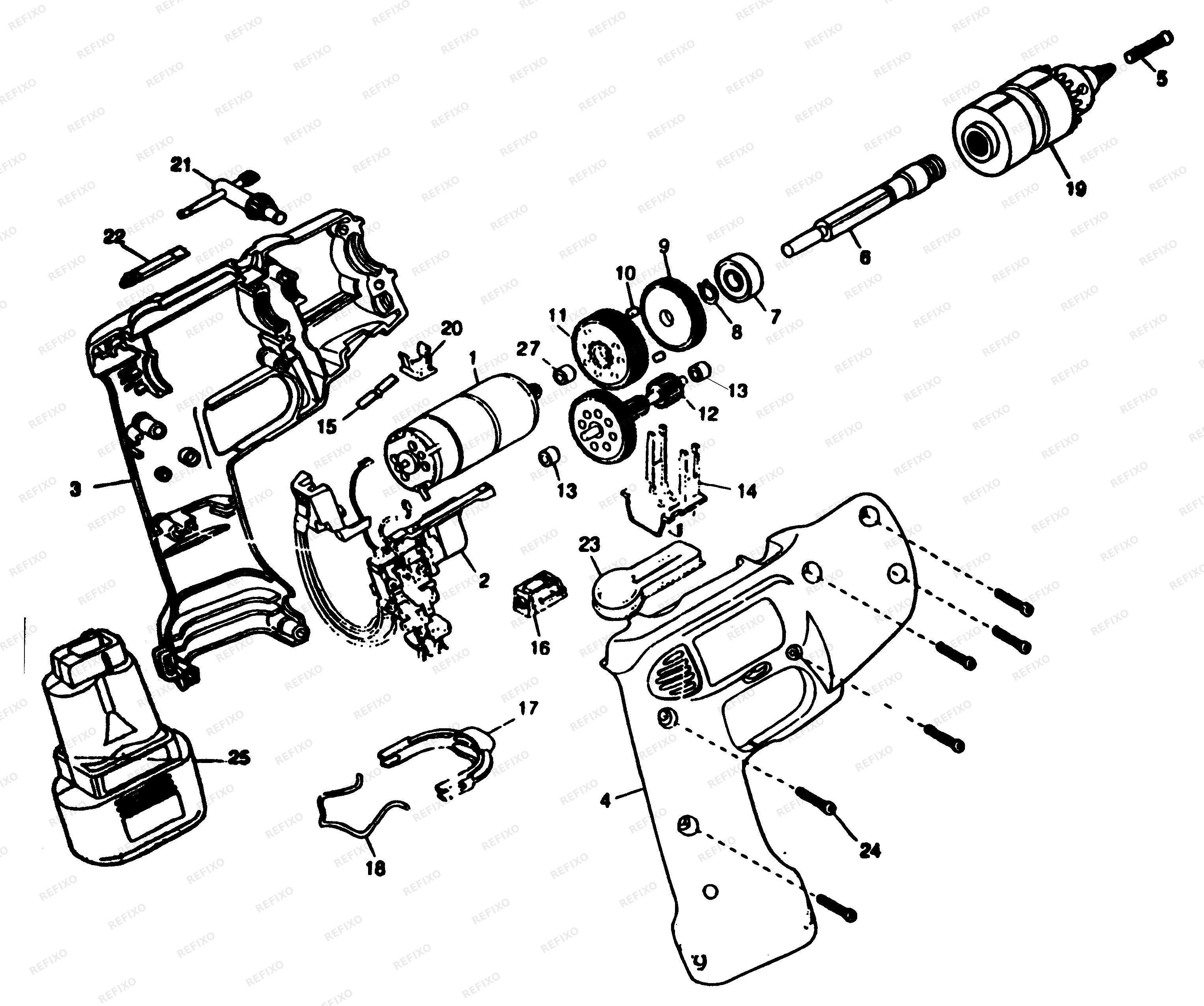 Black&Decker 3/8 CDLS.DRILL KT.FRANCE 1962K-51 — схема запчастей