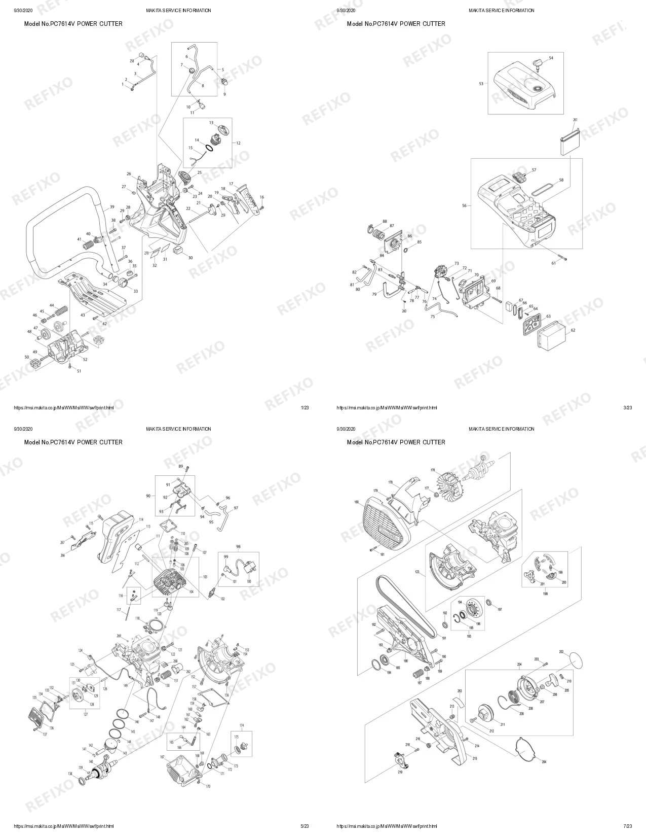 Деталировка MAKITA PC 7614V — схема запчастей в разборе