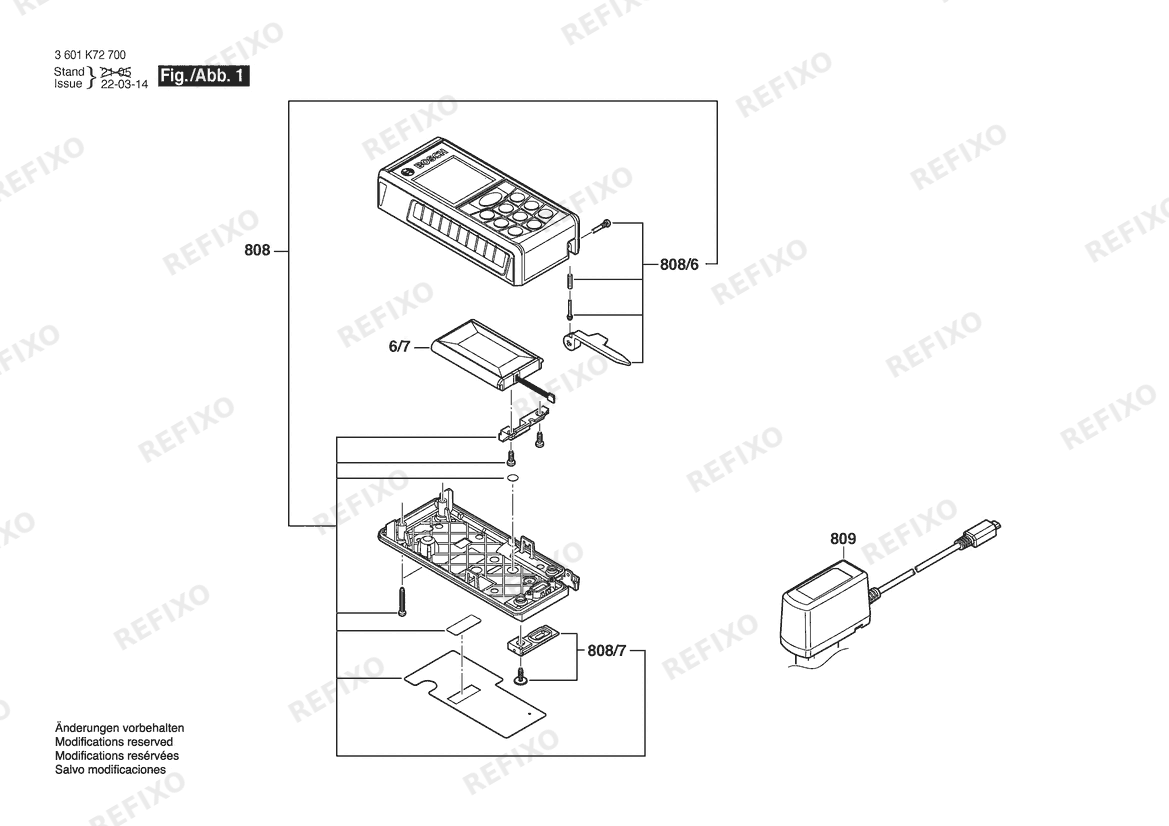 Деталировка Bosch Entfernungsmesser GLM100C | 006 - JP (3 601 K72 750) — схема запчастей в разборе