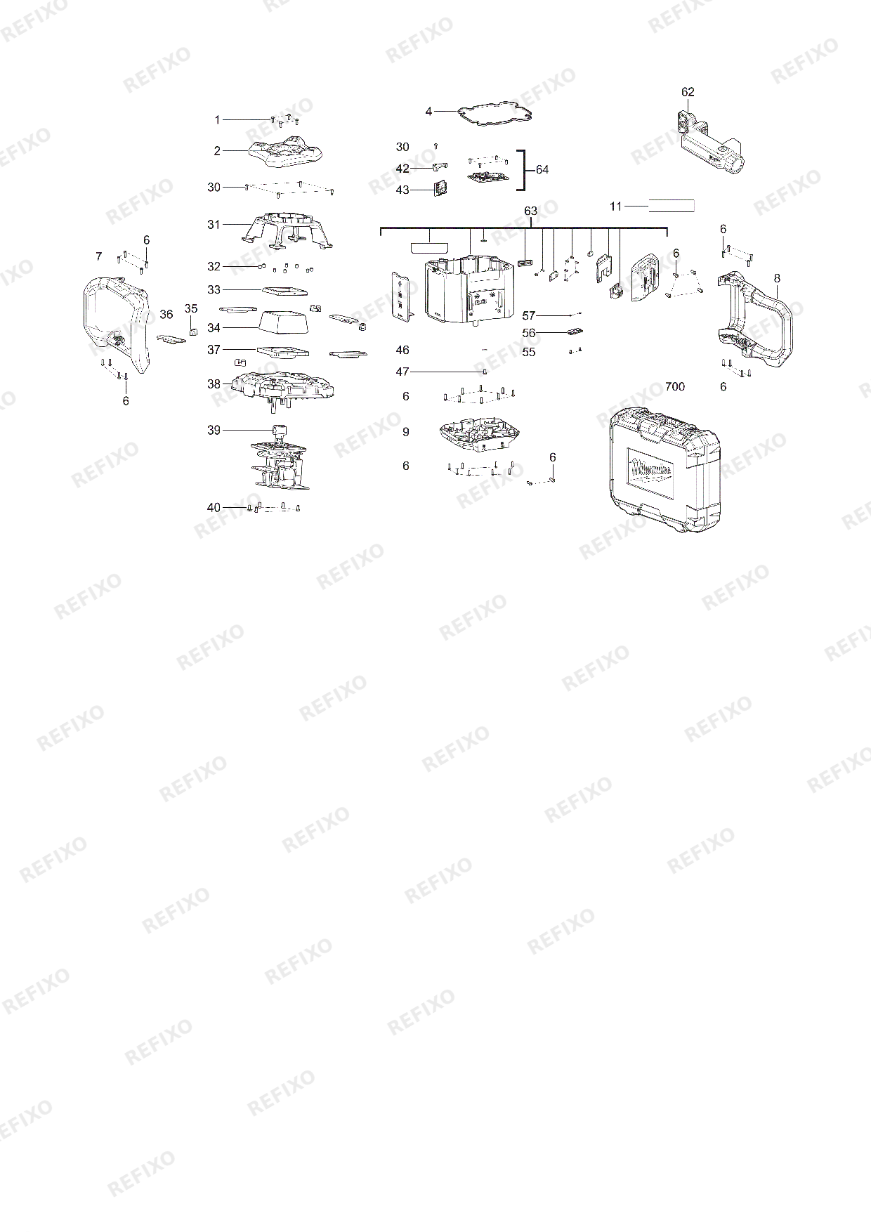 Деталировка MILWAUKEE M18RLOH600 201C 4933493191 4000497528 — схема запчастей в разборе
