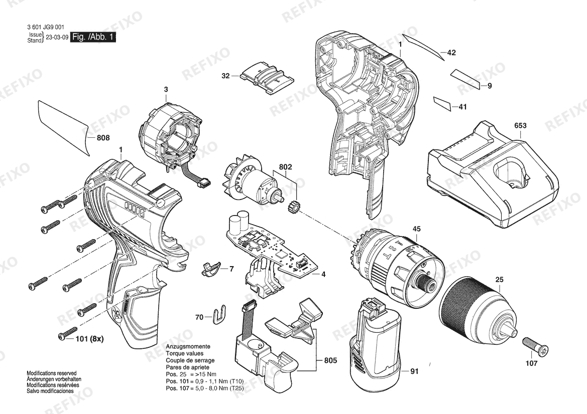 Деталировка Bosch Аккумуляторный шуруповёрт GSR 12V-30 | 12 V | 009 - CN (3 601 JG9 080) — схема запчастей в разборе
