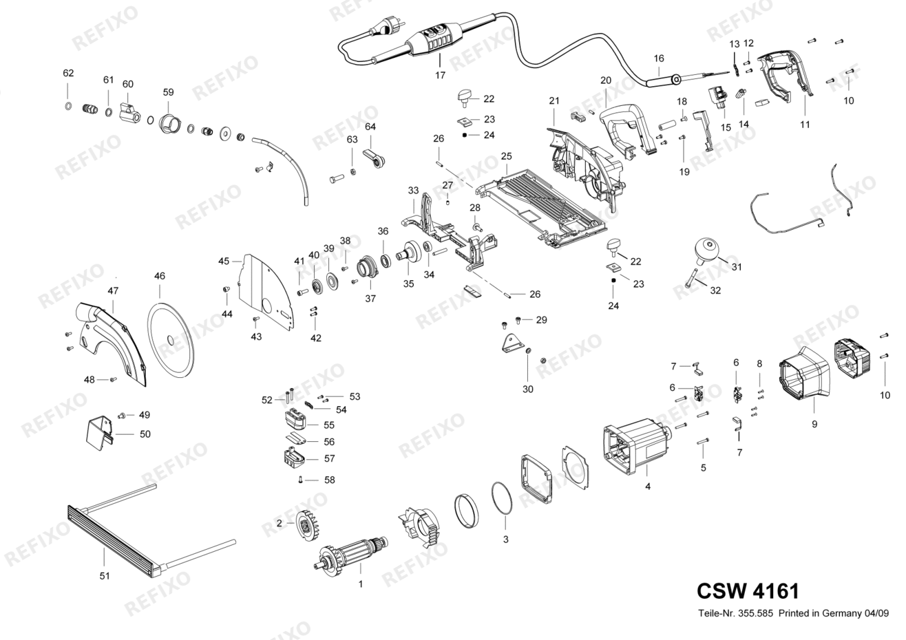 Деталировка Flex CSW 4161 - Diamant-Steintrenner для Nass-Schnitte 347507 — схема запчастей в разборе