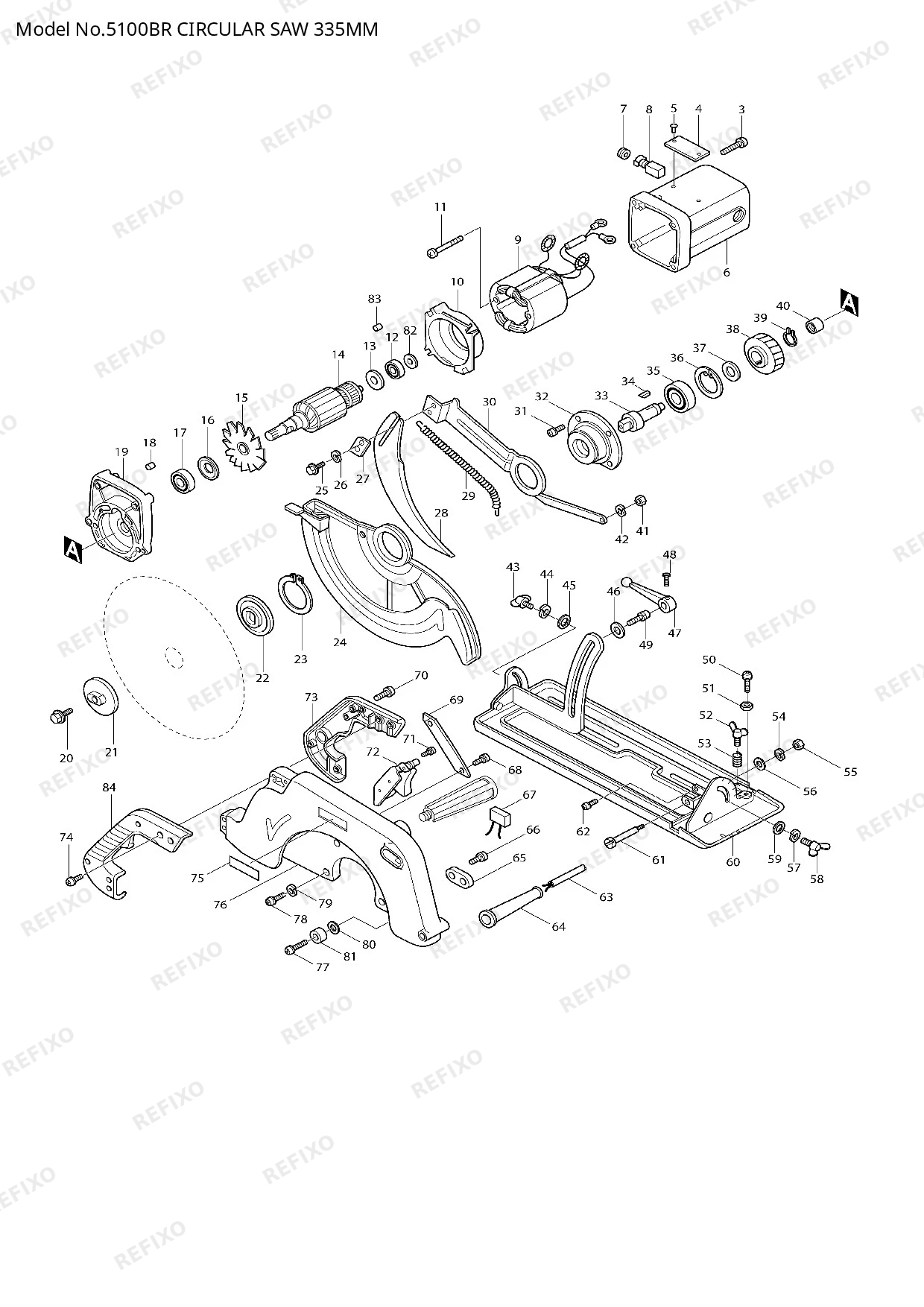 Деталировка MAKITA 5100BR — схема запчастей в разборе