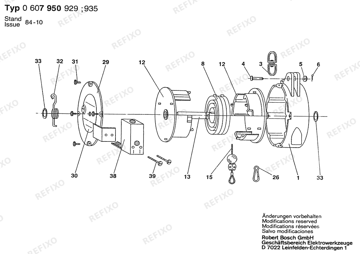 Деталировка Bosch Federzug FZ2/2000/VEN (0 607 950 929) — схема запчастей в разборе