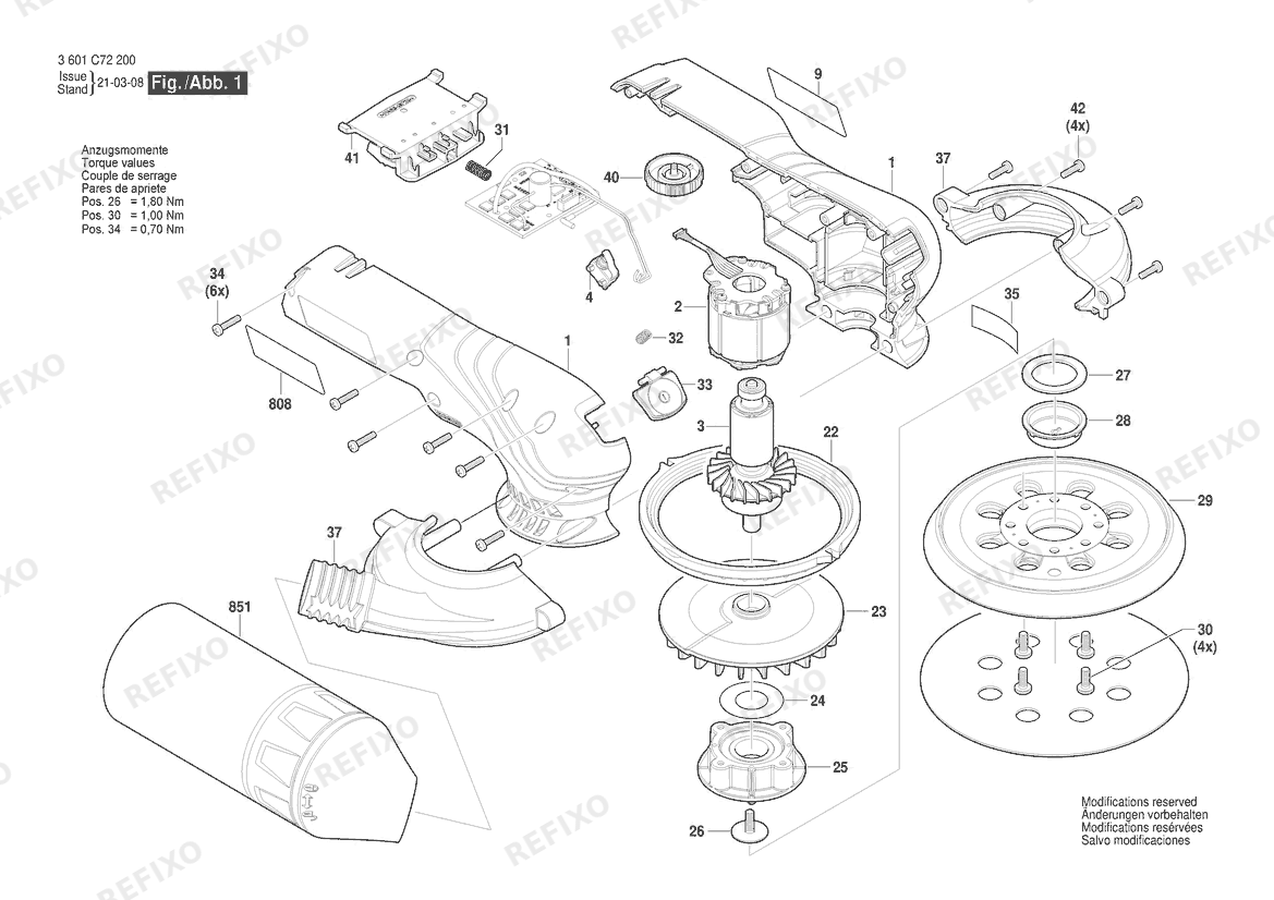 Деталировка Bosch Эксцентриковая шлифмашина GEX 18V-125 | 18 V (3 601 C72 200) — схема запчастей в разборе