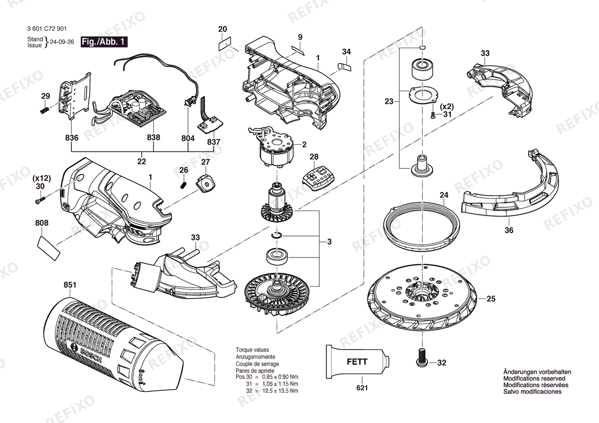 Деталировка Bosch Эксцентриковая шлифмашина GEX 18V-150-3 | 001 - EU (3 601 C72 901) — схема запчастей в разборе
