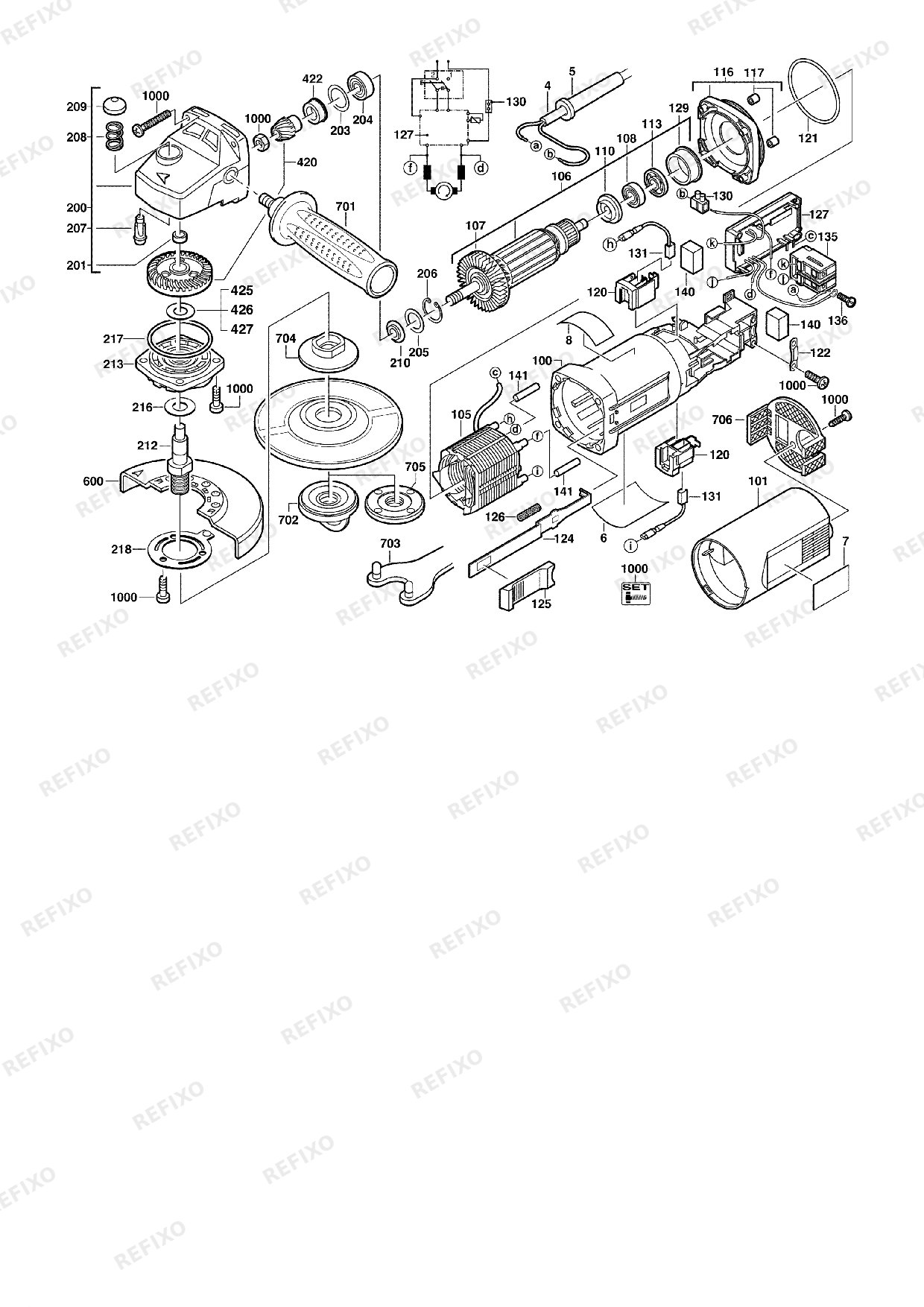 Деталировка MILWAUKEE AGS15 125C 4933407480 4000407481 — схема запчастей в разборе