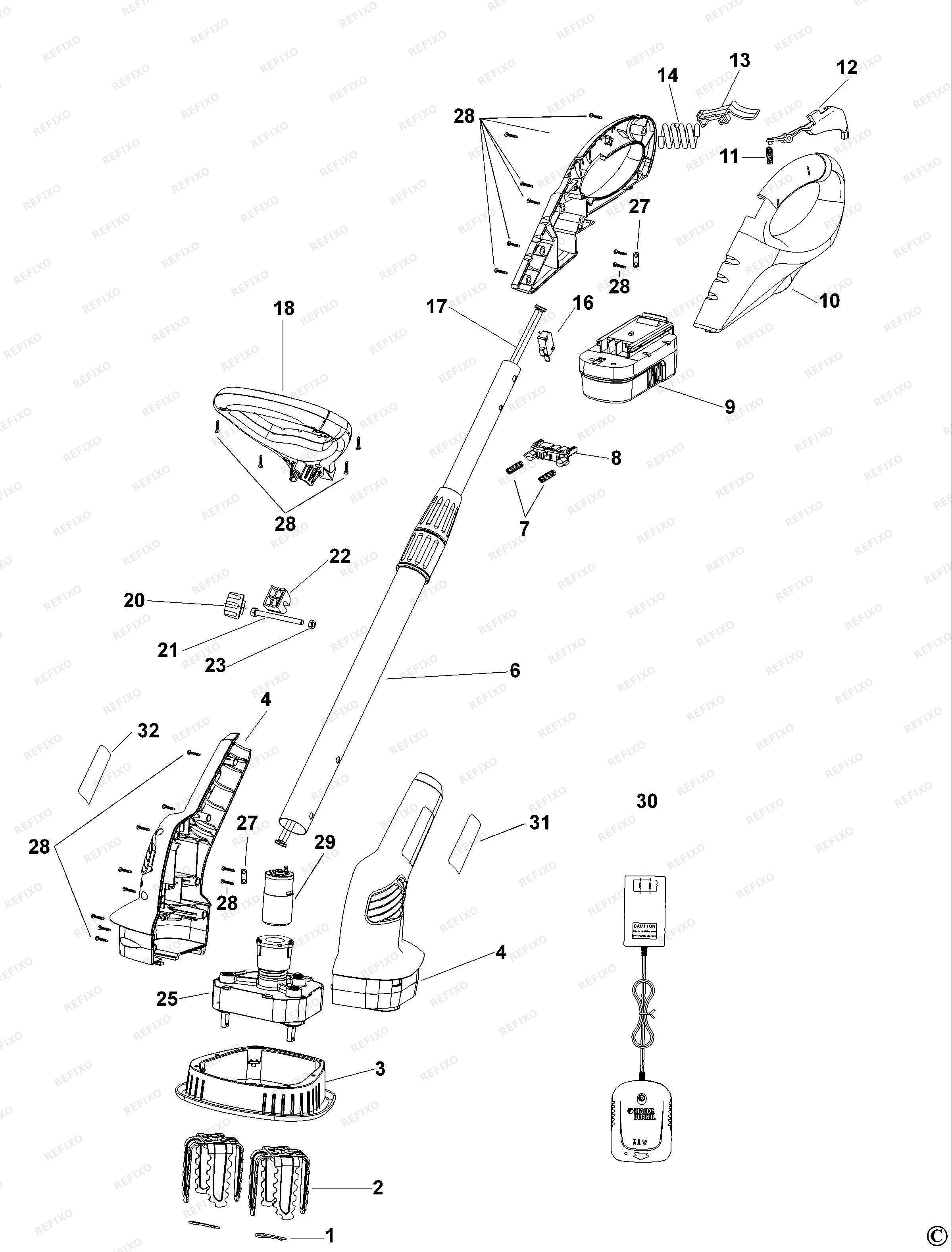 Black&Decker МОТОКУЛЬТИВАТОР GXC1000 — схема запчастей
