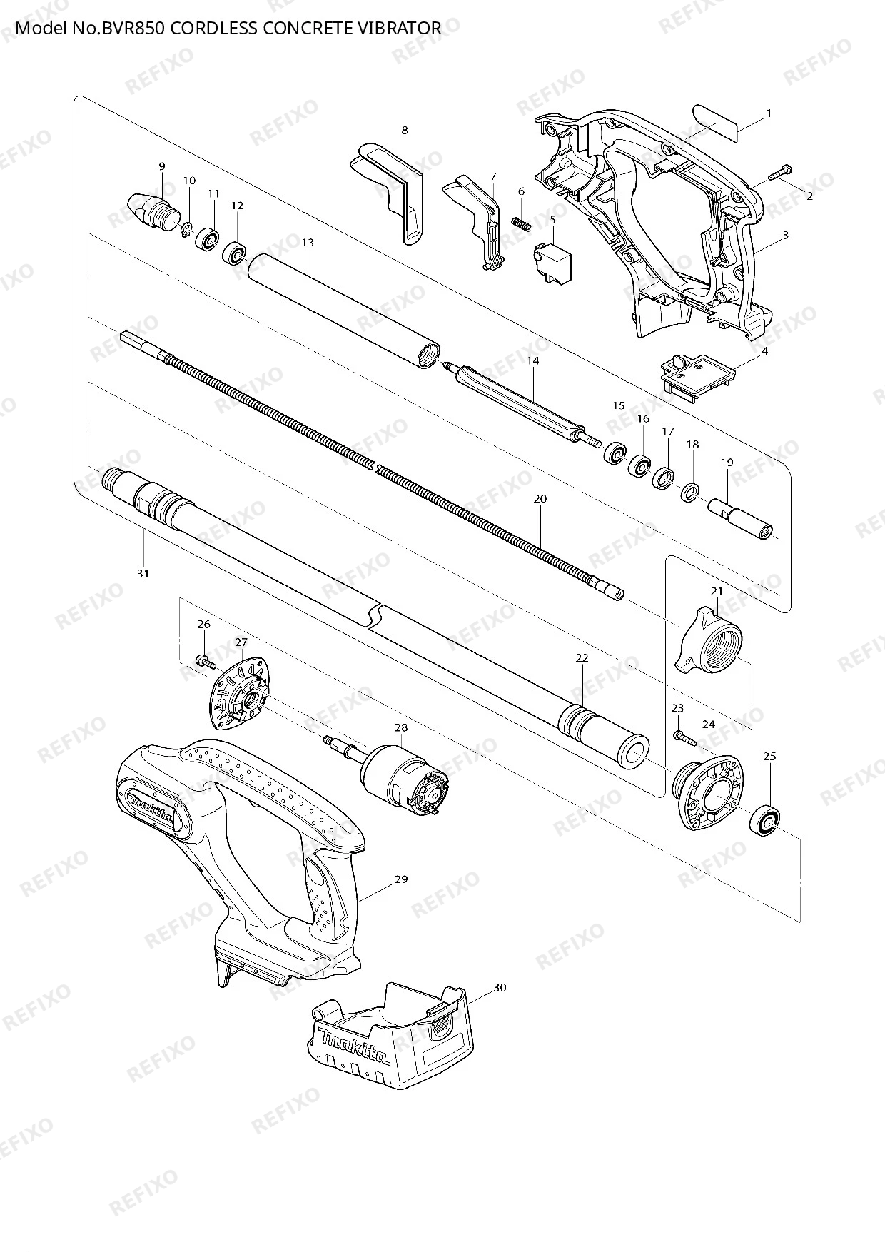 Деталировка MAKITA BVR850 — схема запчастей в разборе