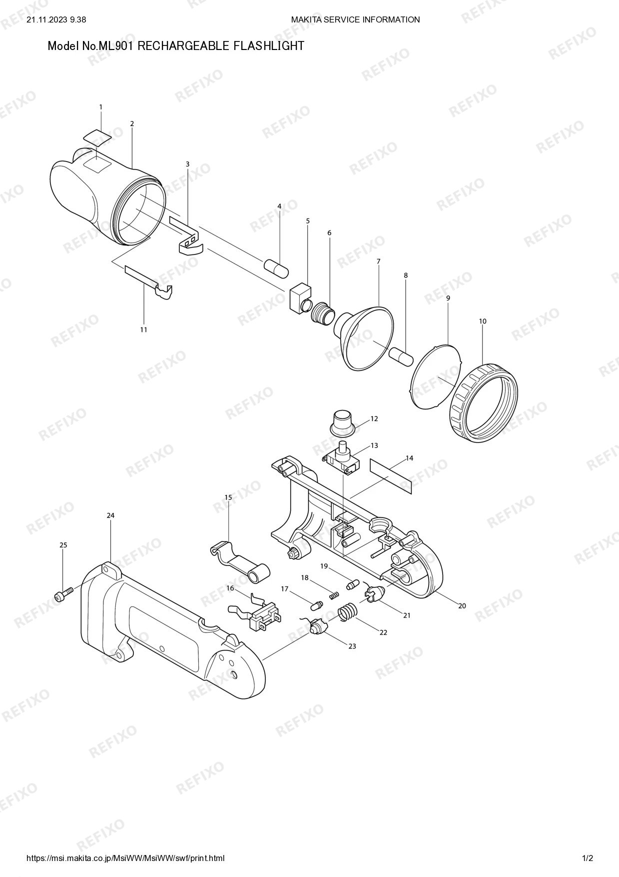 Деталировка MAKITA ML901 — схема запчастей в разборе