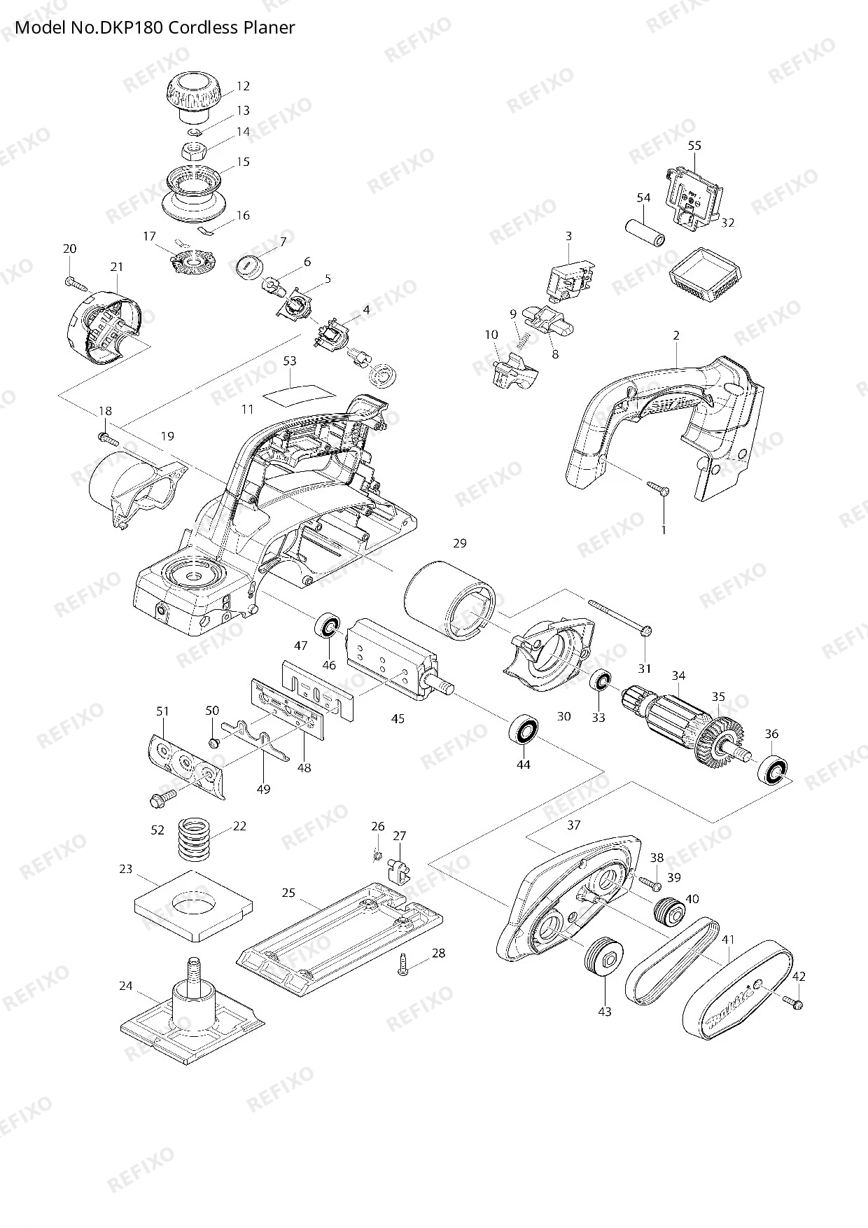 Деталировка MAKITA DKP180 — схема запчастей в разборе