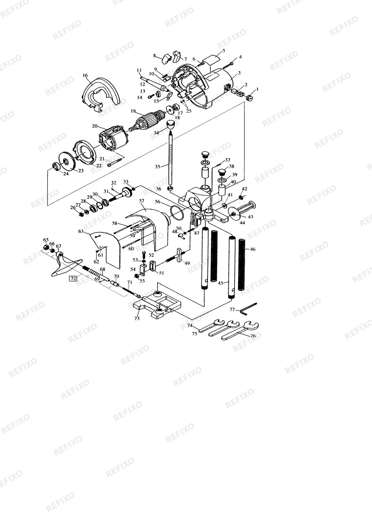 Деталировка MAKITA KC100 — схема запчастей в разборе