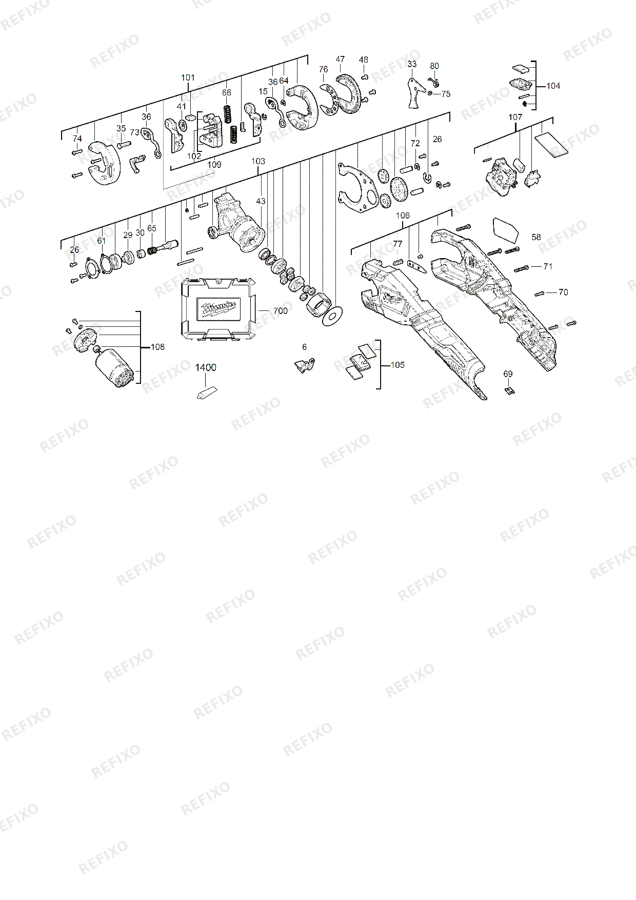 Деталировка MILWAUKEE M12PCSS 0 4933479241 4000483470 — схема запчастей в разборе