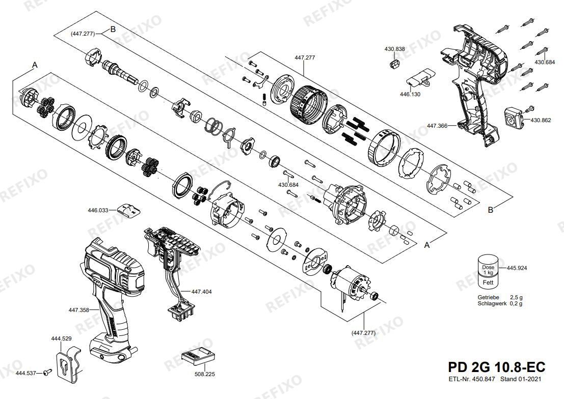 Деталировка Flex PD 2G 10.8-EC6.0 набор — схема запчастей в разборе