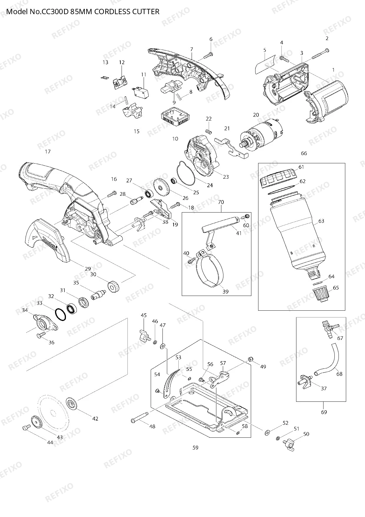 Деталировка MAKITA CC300D — схема запчастей в разборе