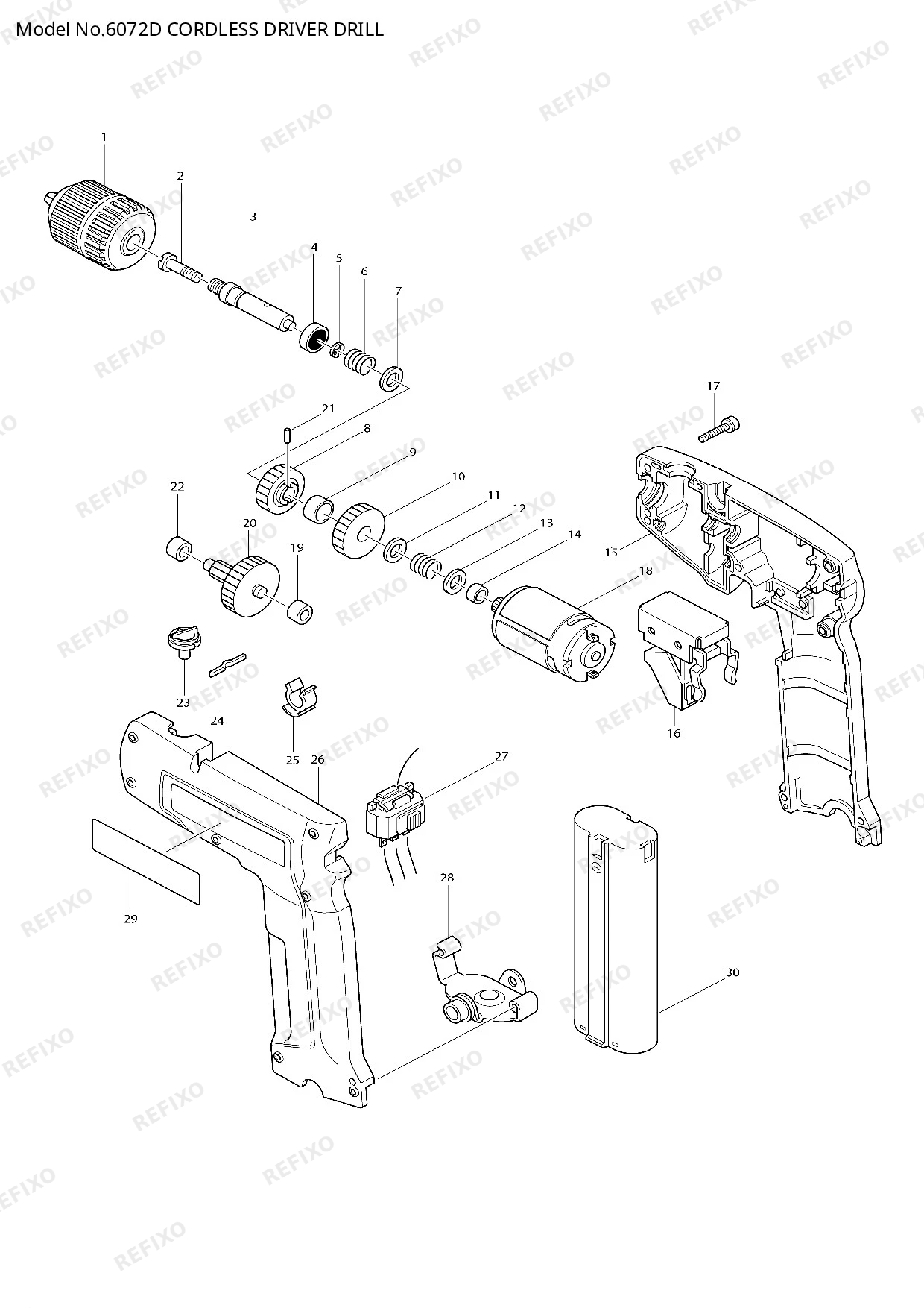 Деталировка MAKITA 6072D — схема запчастей в разборе