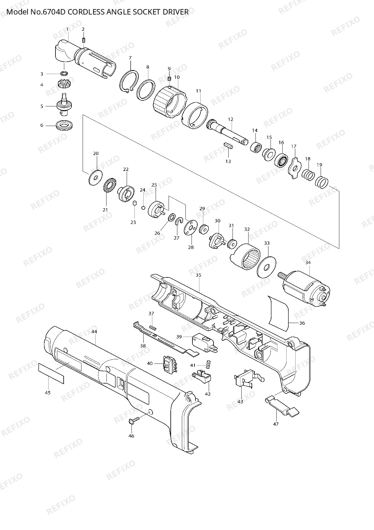 Деталировка MAKITA 6704D — схема запчастей в разборе