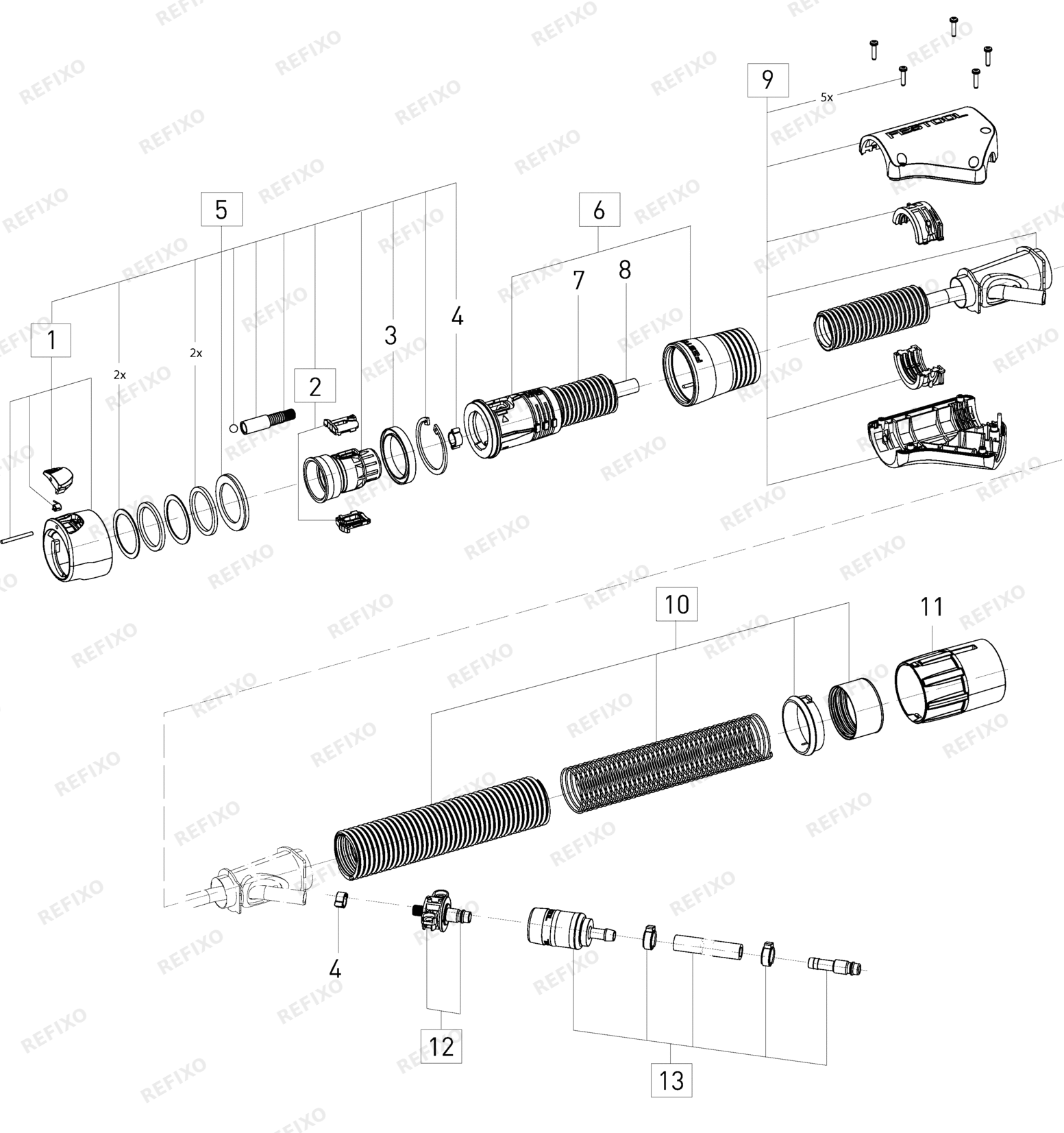 Деталировка Festool IAS-Schlauch light 15000 AS 497554 — схема запчастей в разборе