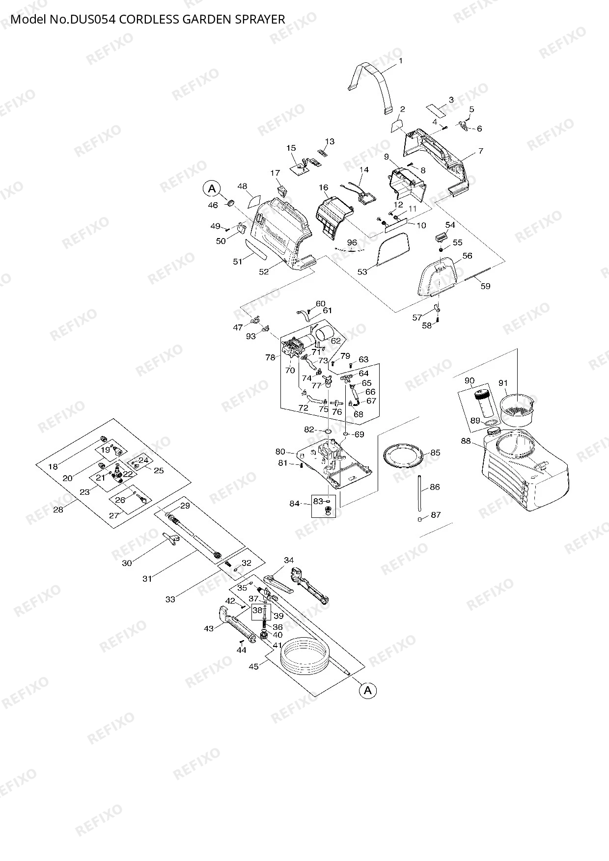 Деталировка MAKITA DUS054 — схема запчастей в разборе