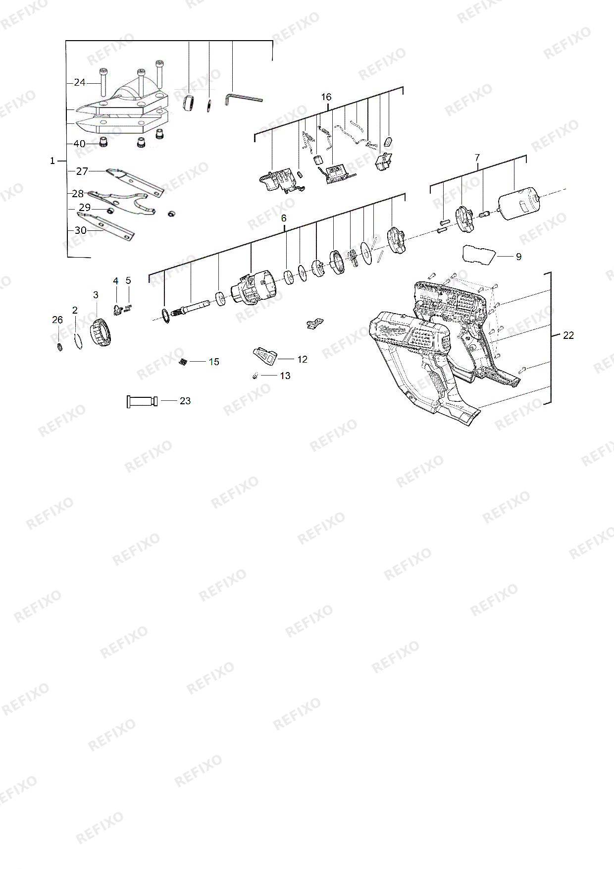 Деталировка MILWAUKEE M18BMS12 0 4933447925 4000477643 — схема запчастей в разборе