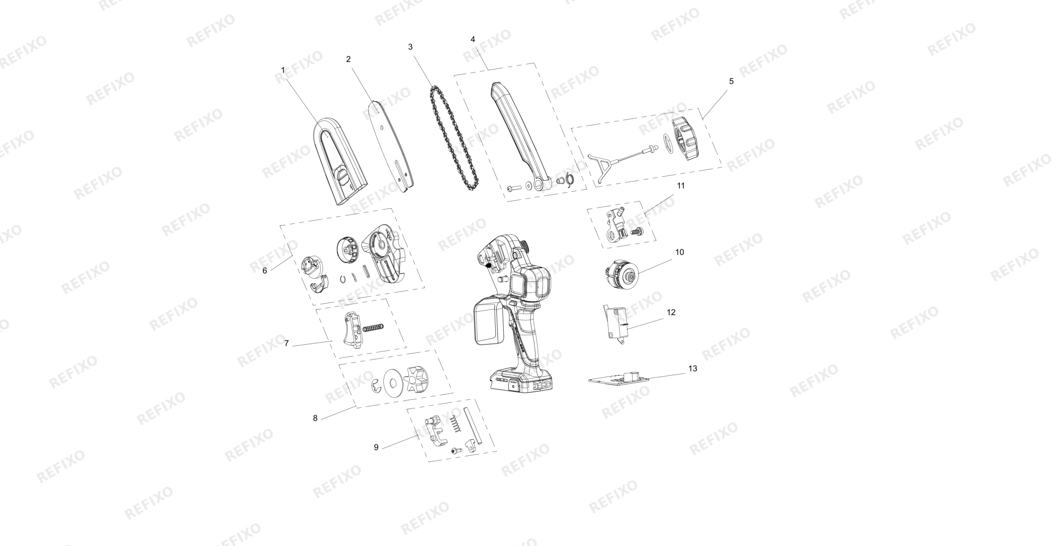 Деталировка Greenworks CS2410AA1-Exploded view — схема запчастей в разборе