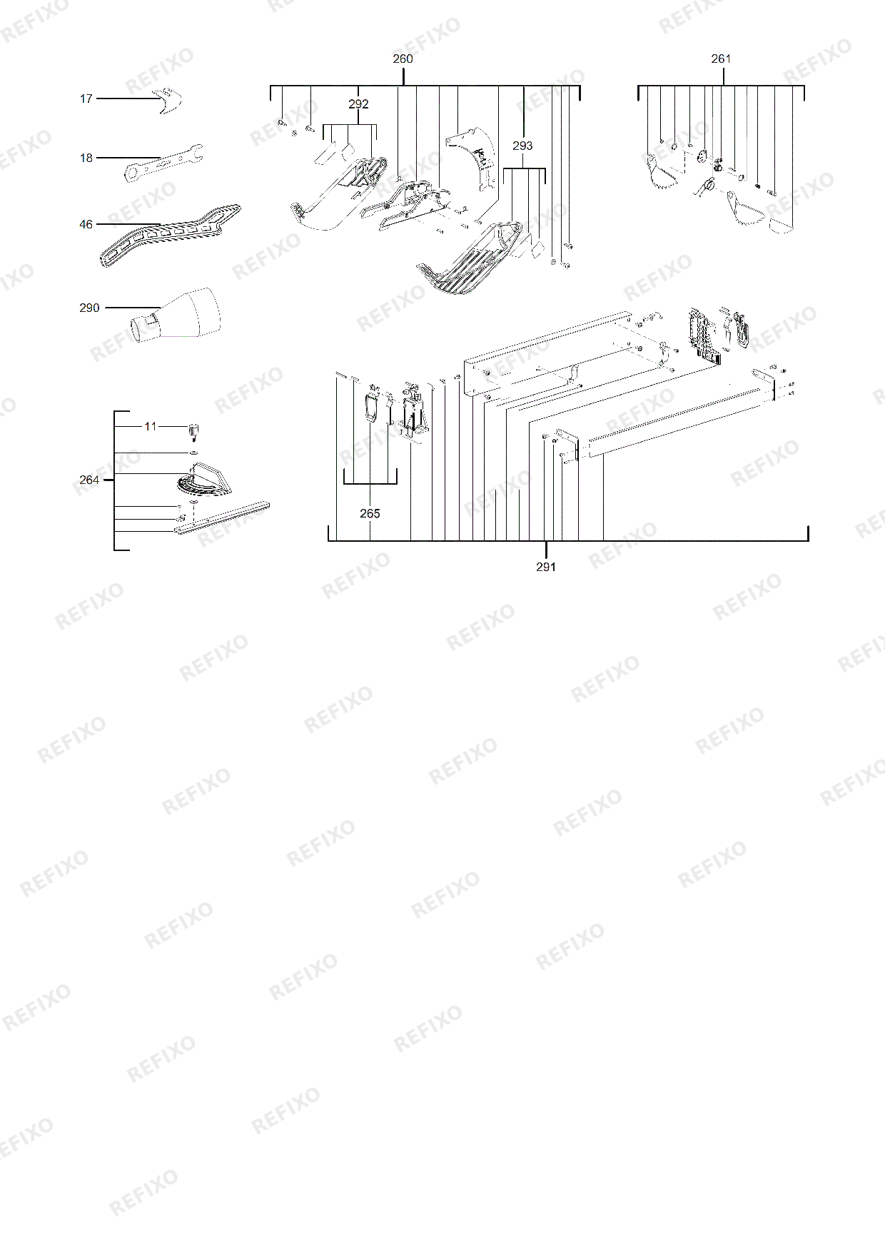 Деталировка MILWAUKEE M18FTS210 0 4933464722 4000460960 — схема запчастей в разборе