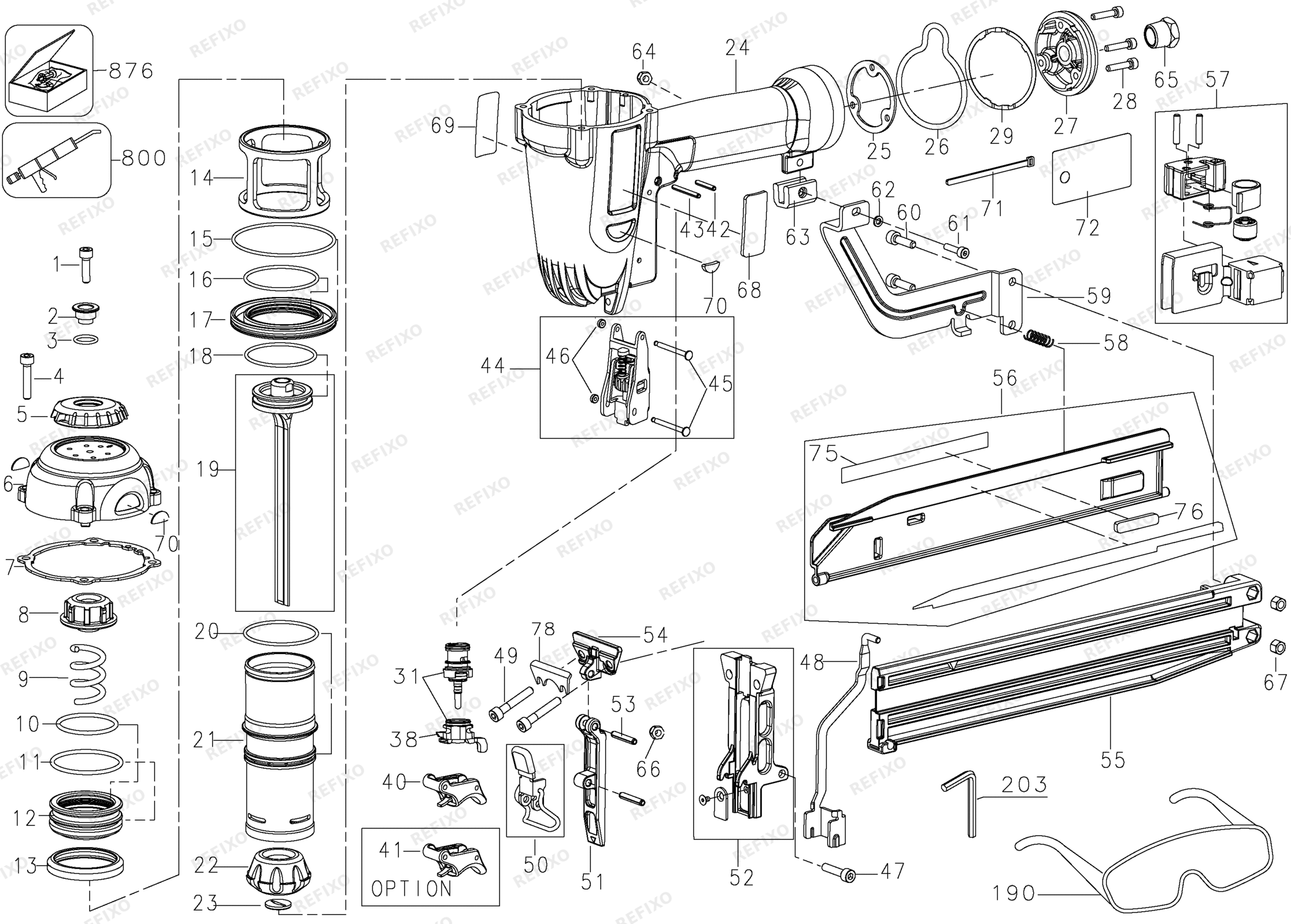 Деталировка DeWalt D51431-XJ TYPE 3 NAILER D51431-XJ D51431 — схема запчастей в разборе