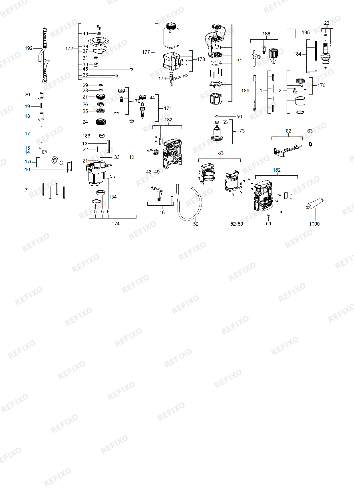 Деталировка MILWAUKEE M18FMDP 0C 4933451636 4000452154 — схема запчастей в разборе