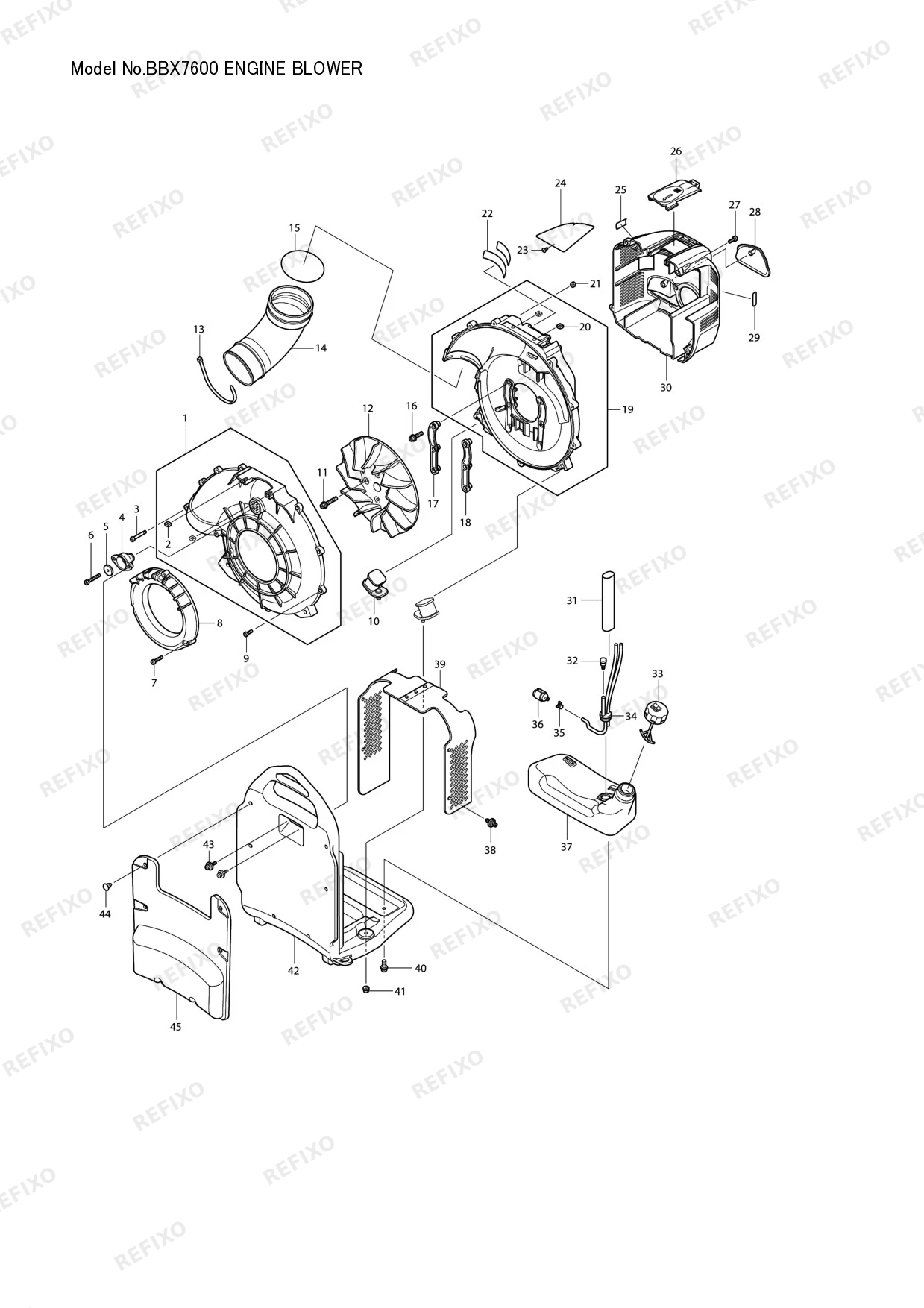 Деталировка MAKITA BBX7600 — схема запчастей в разборе