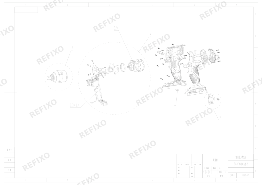 Деталировка Greenworks 3801507-Exploded view — схема запчастей в разборе