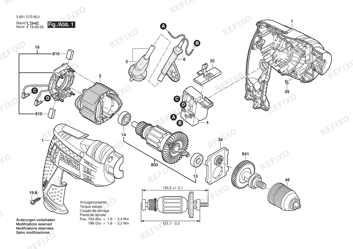 Деталировка Bosch Дрель GBM 10 RE | 220 V | 009 - CN (3 601 D73 680) — схема запчастей в разборе
