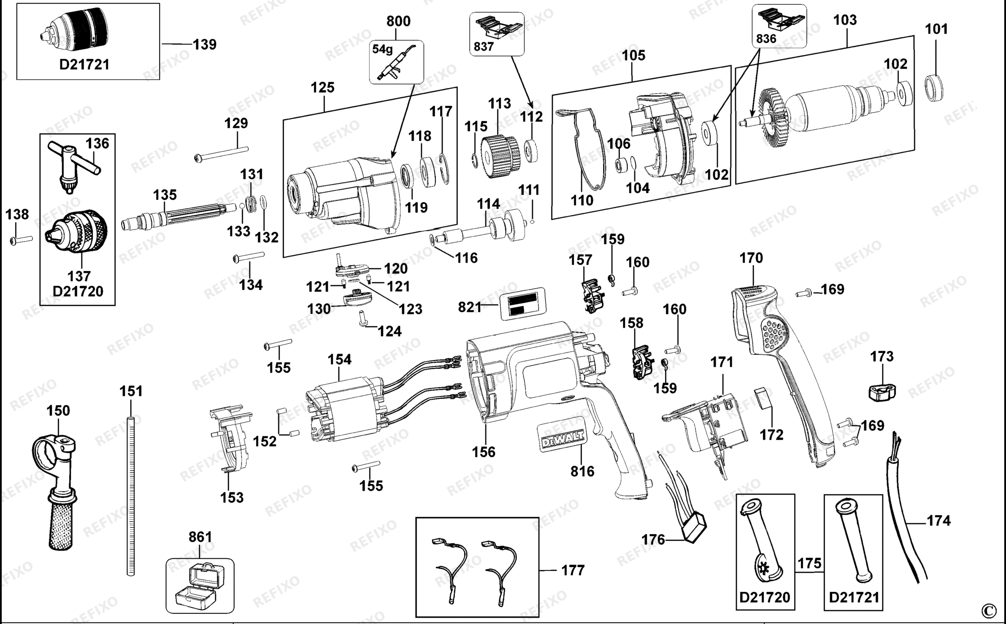 Деталировка DeWalt D21721-QS TYPE 4 BOHRER D21721-QS D21721 — схема запчастей в разборе