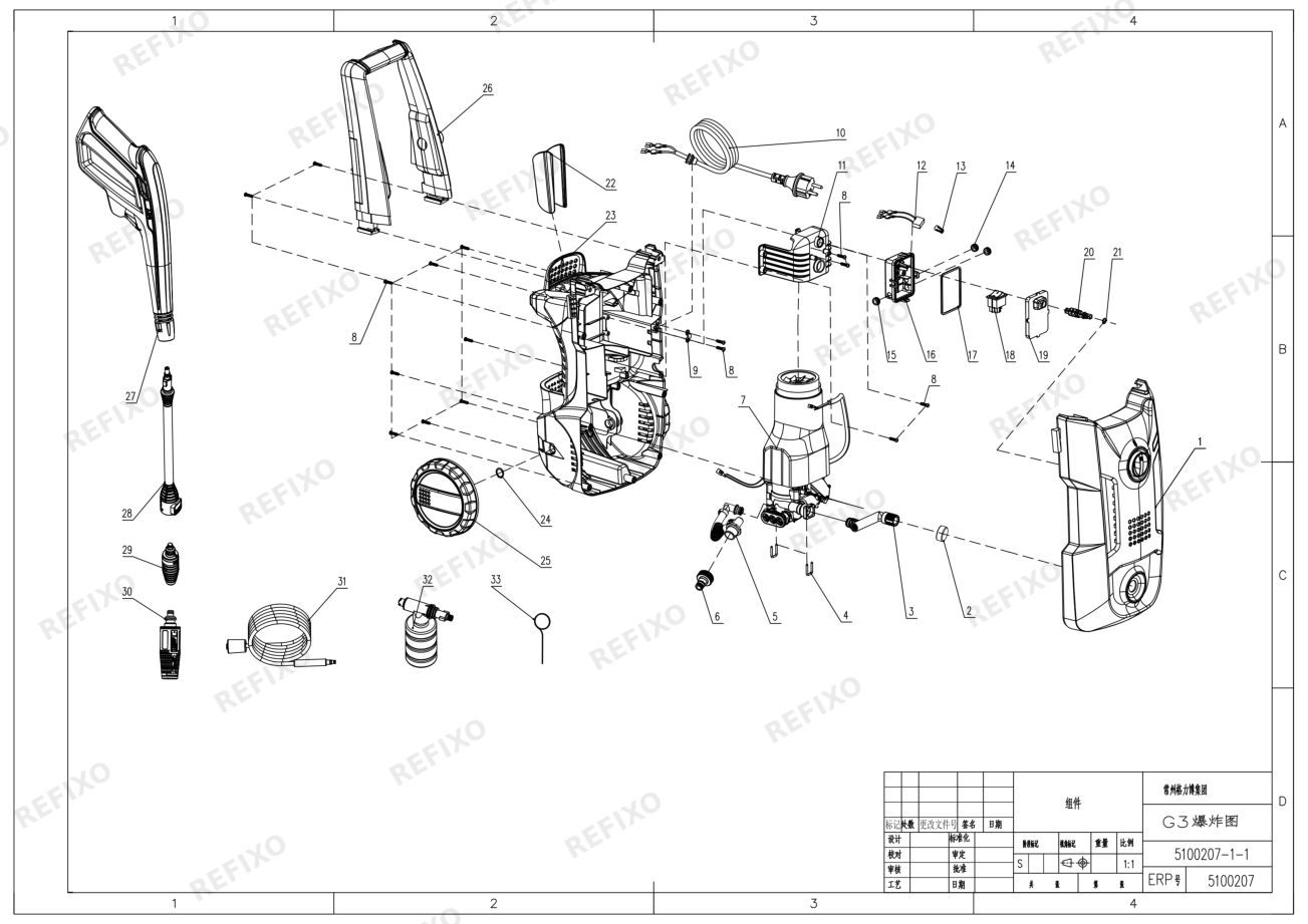 Деталировка Greenworks 5100207 Exploded view Model (1) — схема запчастей в разборе