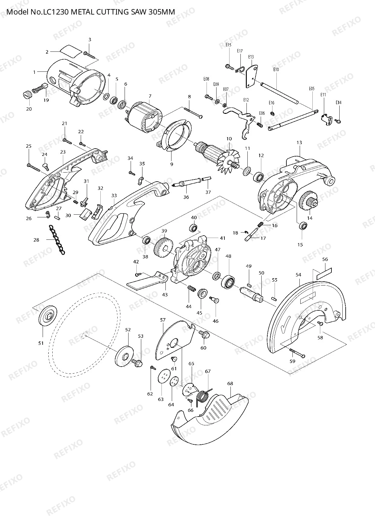 Деталировка MAKITA LC1230 — схема запчастей в разборе