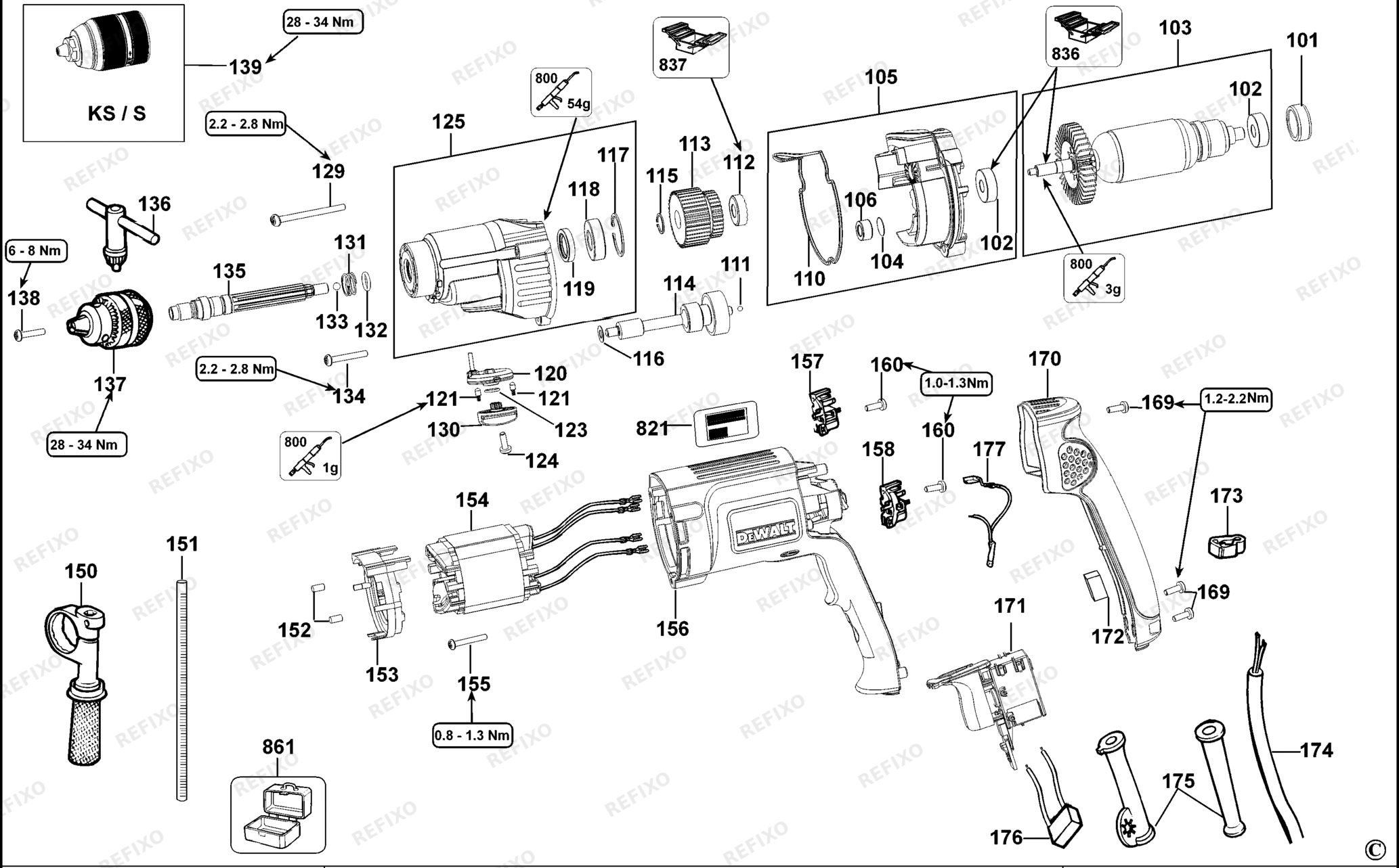 Деталировка DeWalt D21805-LX TYPE 2 BOHRER D21805-LX D21805 — схема запчастей в разборе